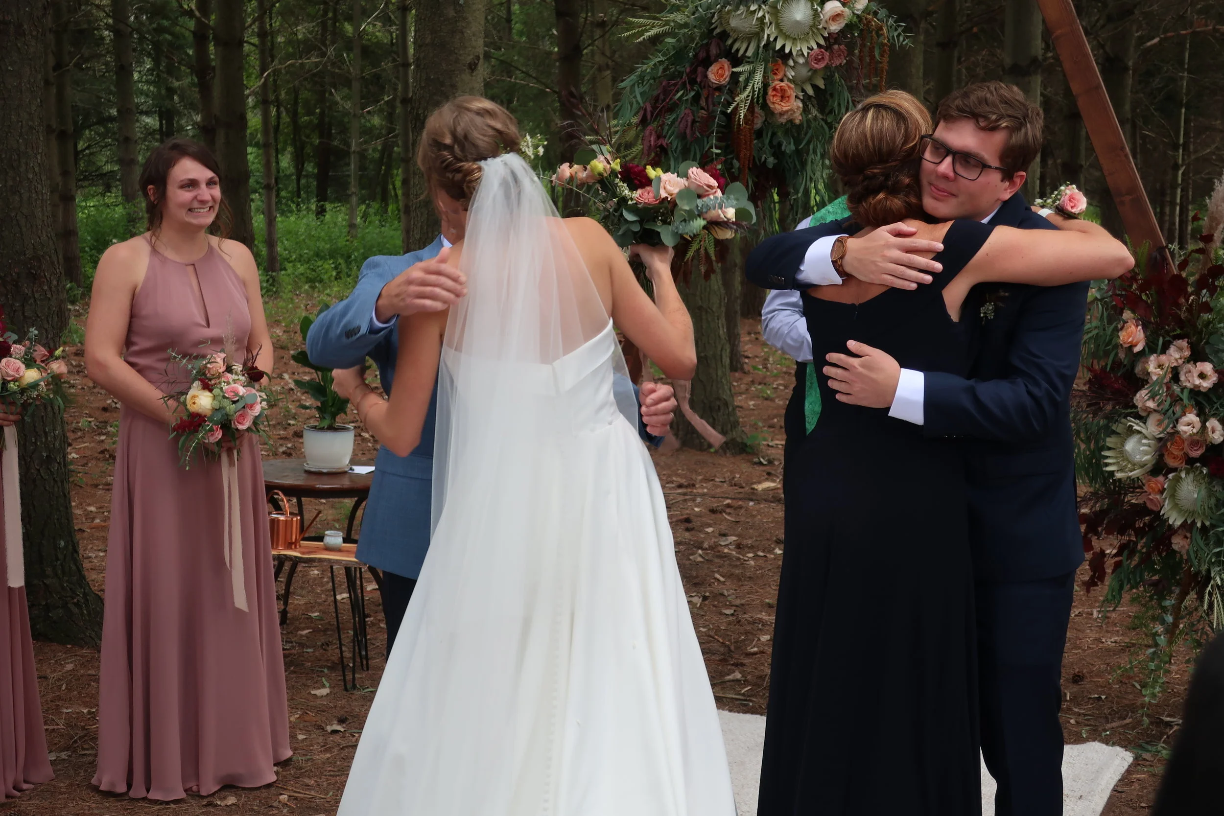  Appleton, Wis.--Sept. 1, 2019--Andropolis-Coakley Wedding--Bubolz Nature Preserve--Jody and Kenzie with Alex and Tobey 