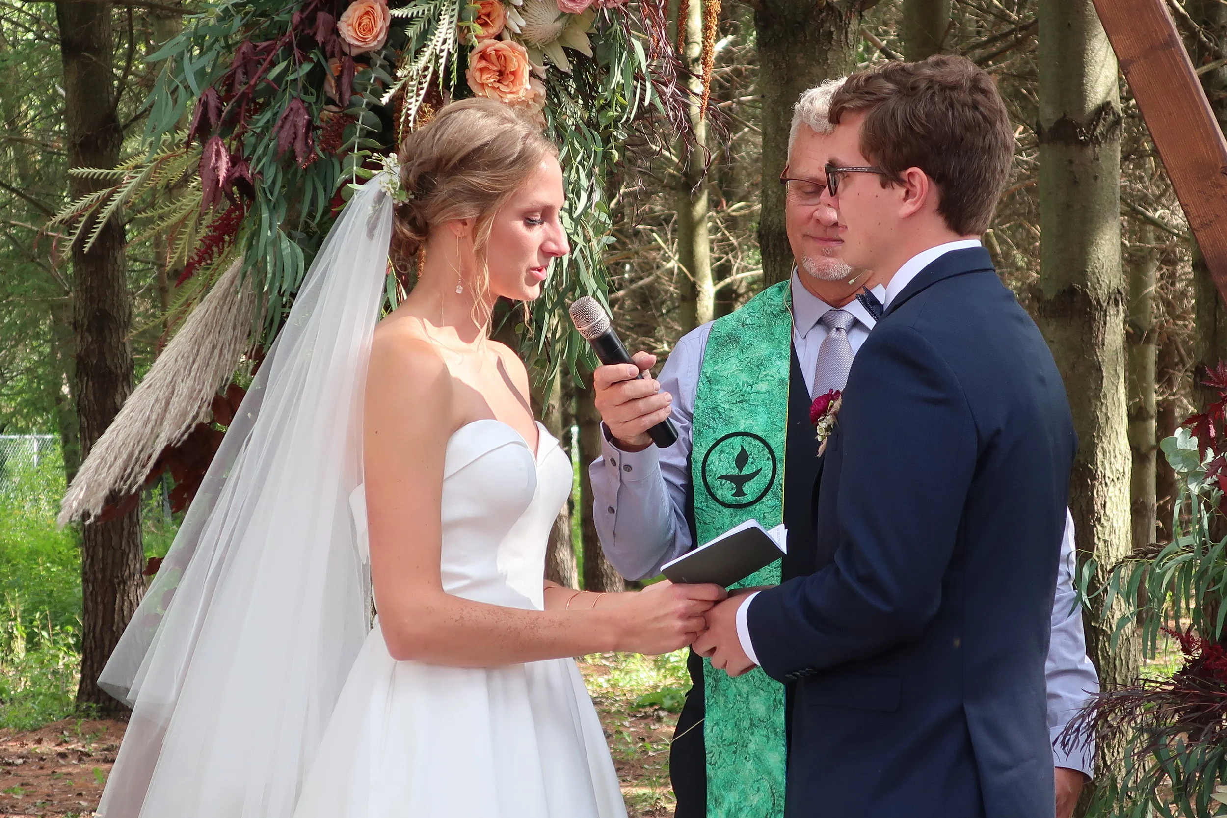  Appleton, Wis.--Sept. 1, 2019--Andropolis-Coakley Wedding--Bubolz Nature Preserve--Kenzie making her vows to Alex 