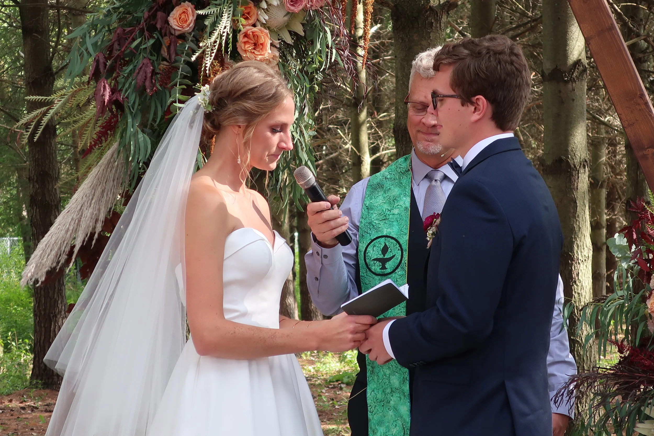 Appleton, Wis.--Sept. 1, 2019--Andropolis-Coakley Wedding--Bubolz Nature Preserve--Kenzie making her vows to Alex 