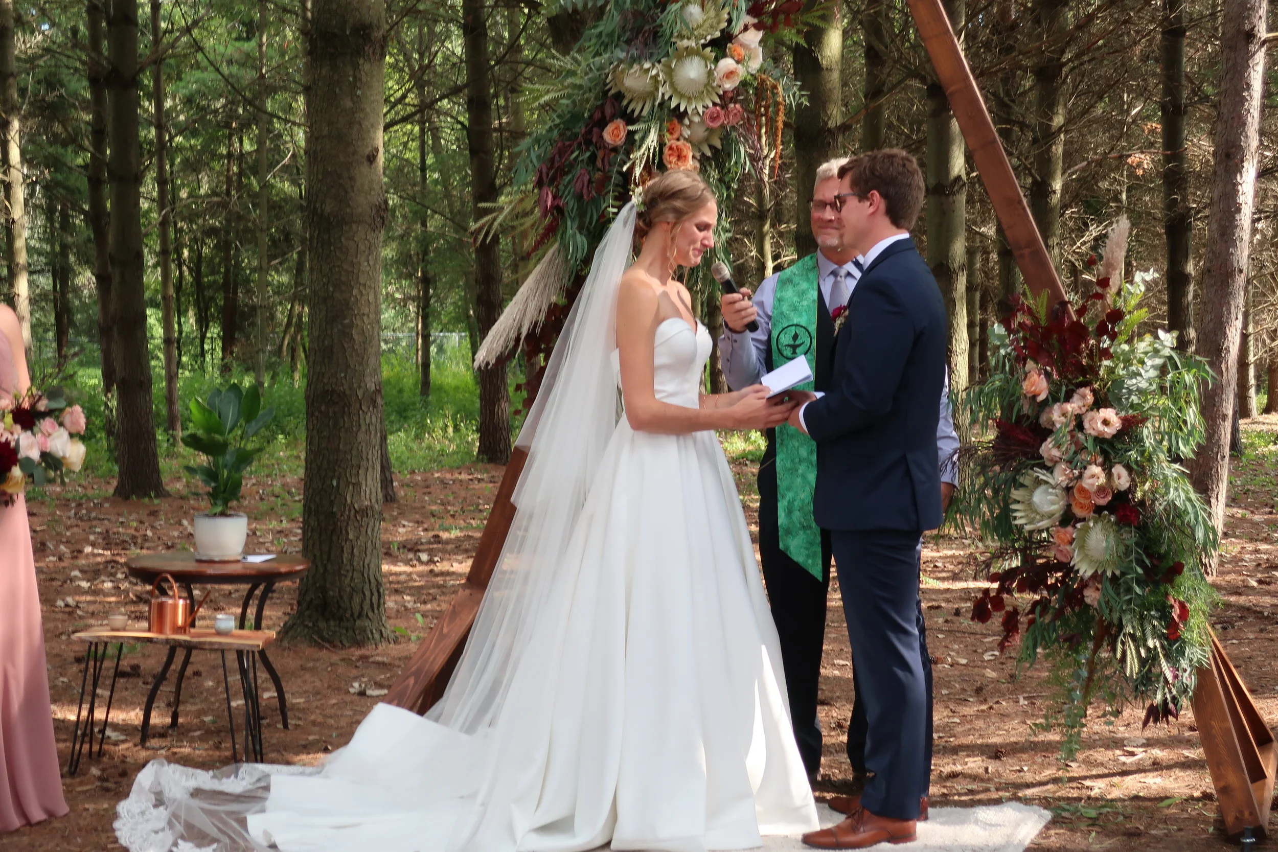  Appleton, Wis.--Sept. 1, 2019--Andropolis-Coakley Wedding--Bubolz Nature Preserve--Alex making his vows to Kenzie 