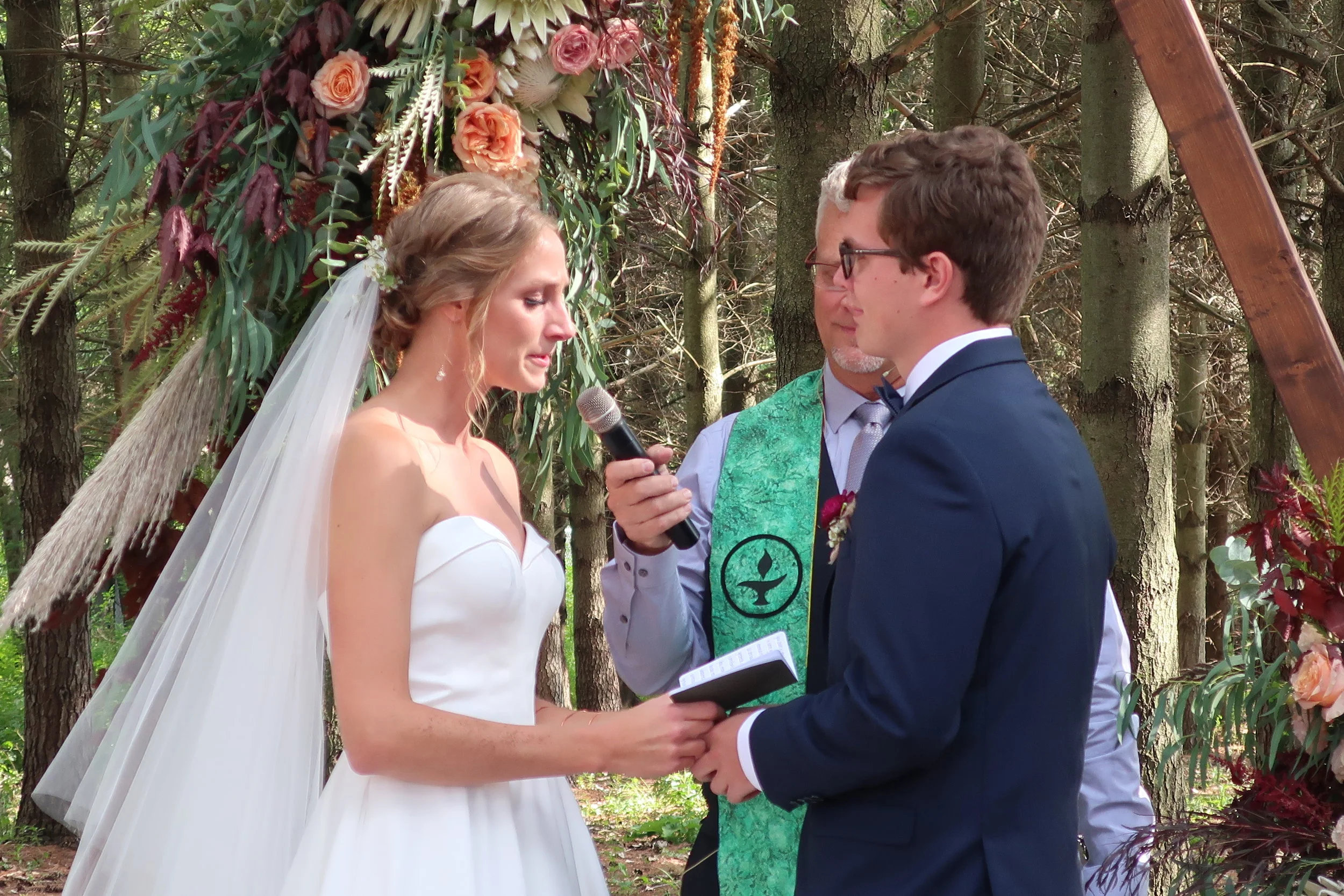  Appleton, Wis.--Sept. 1, 2019--Andropolis-Coakley Wedding--Bubolz Nature Preserve--Kenzie making her vows to Alex 