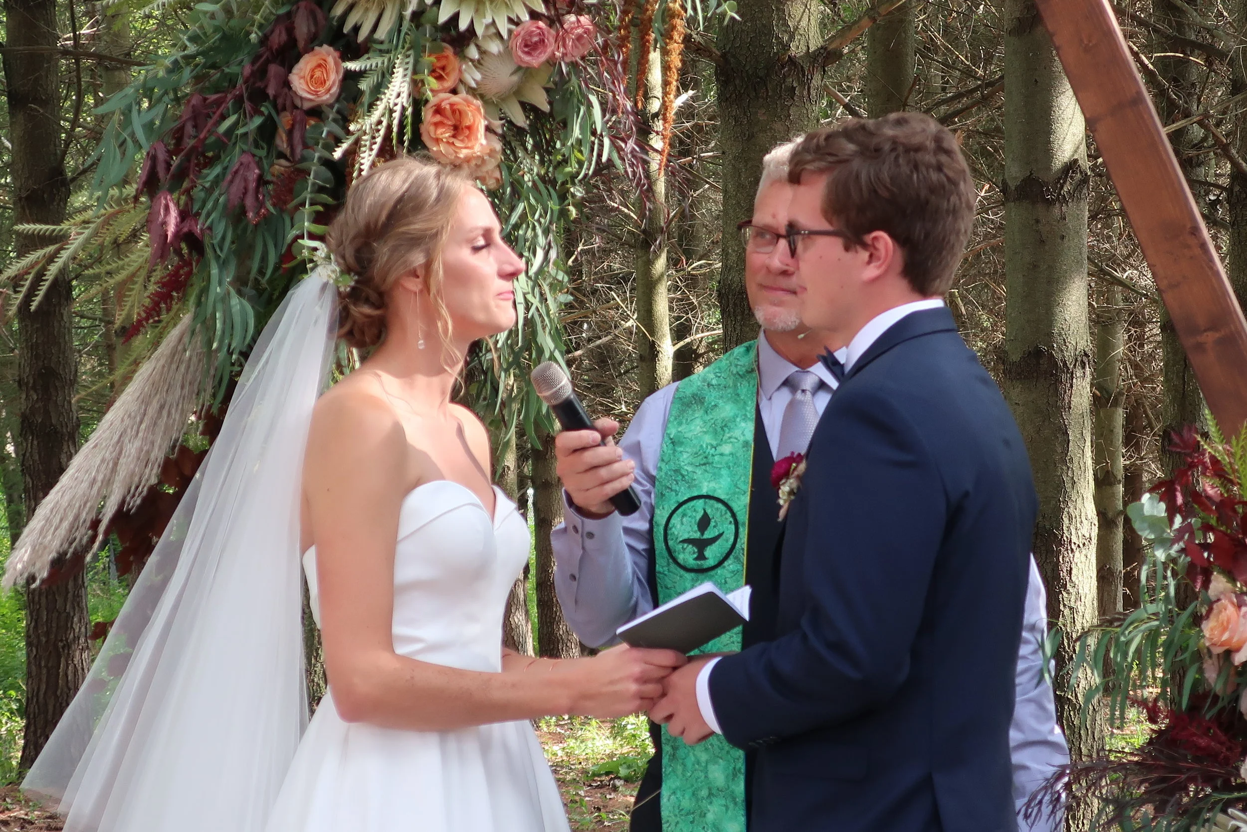  Appleton, Wis.--Sept. 1, 2019--Andropolis-Coakley Wedding--Bubolz Nature Preserve--Kenzie making her vows to Alex 
