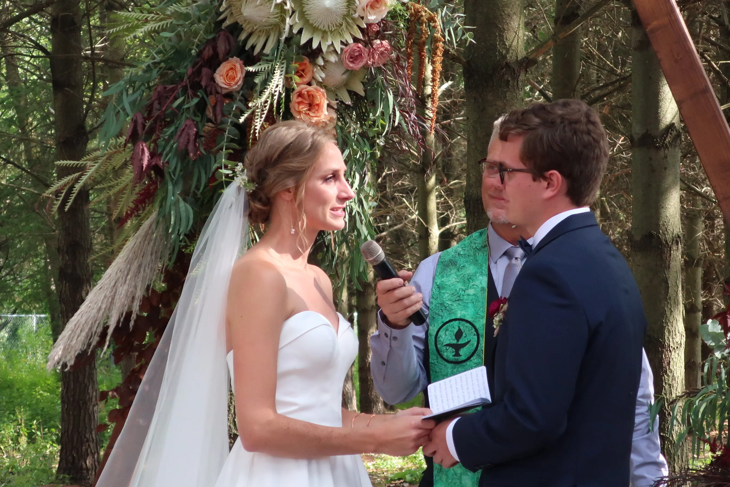  Appleton, Wis.--Sept. 1, 2019--Andropolis-Coakley Wedding--Bubolz Nature Preserve--Kenzie making her vows to Alex 