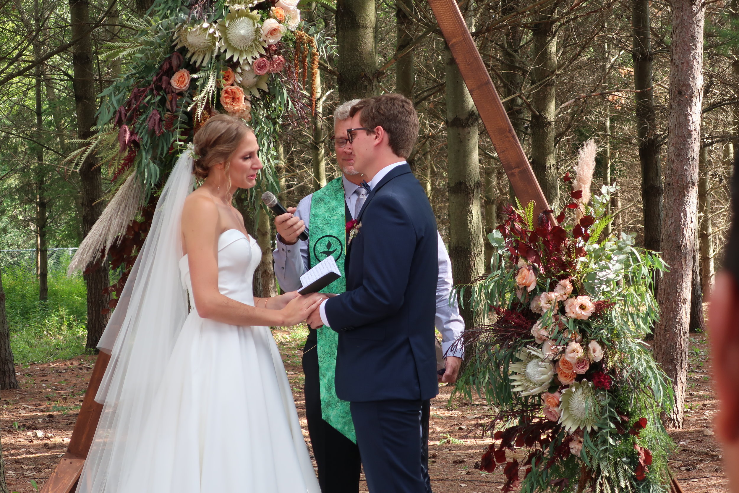  Appleton, Wis.--Sept. 1, 2019--Andropolis-Coakley Wedding--Bubolz Nature Preserve--Kenzie making her vows to Alex 