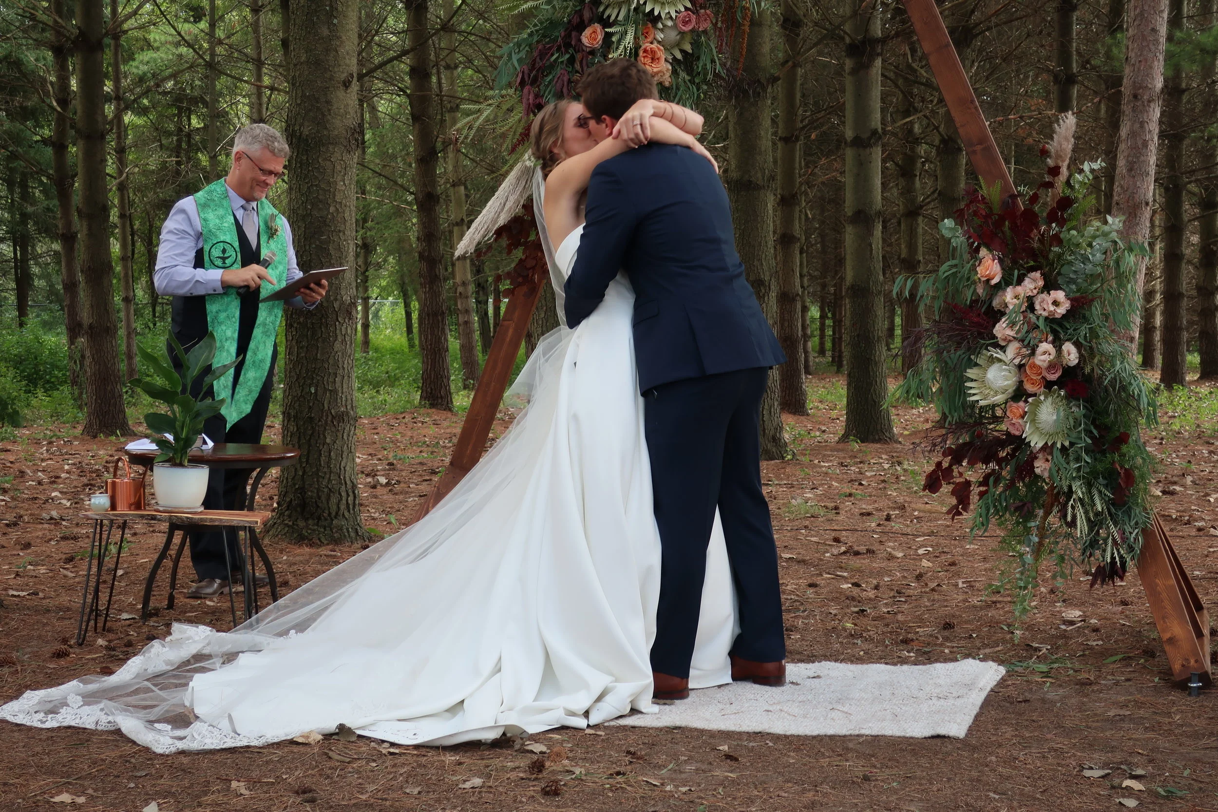  Appleton, Wis.--Sept. 1, 2019--Andropolis-Coakley Wedding--Bubolz Nature Preserve--First wedded kiss 