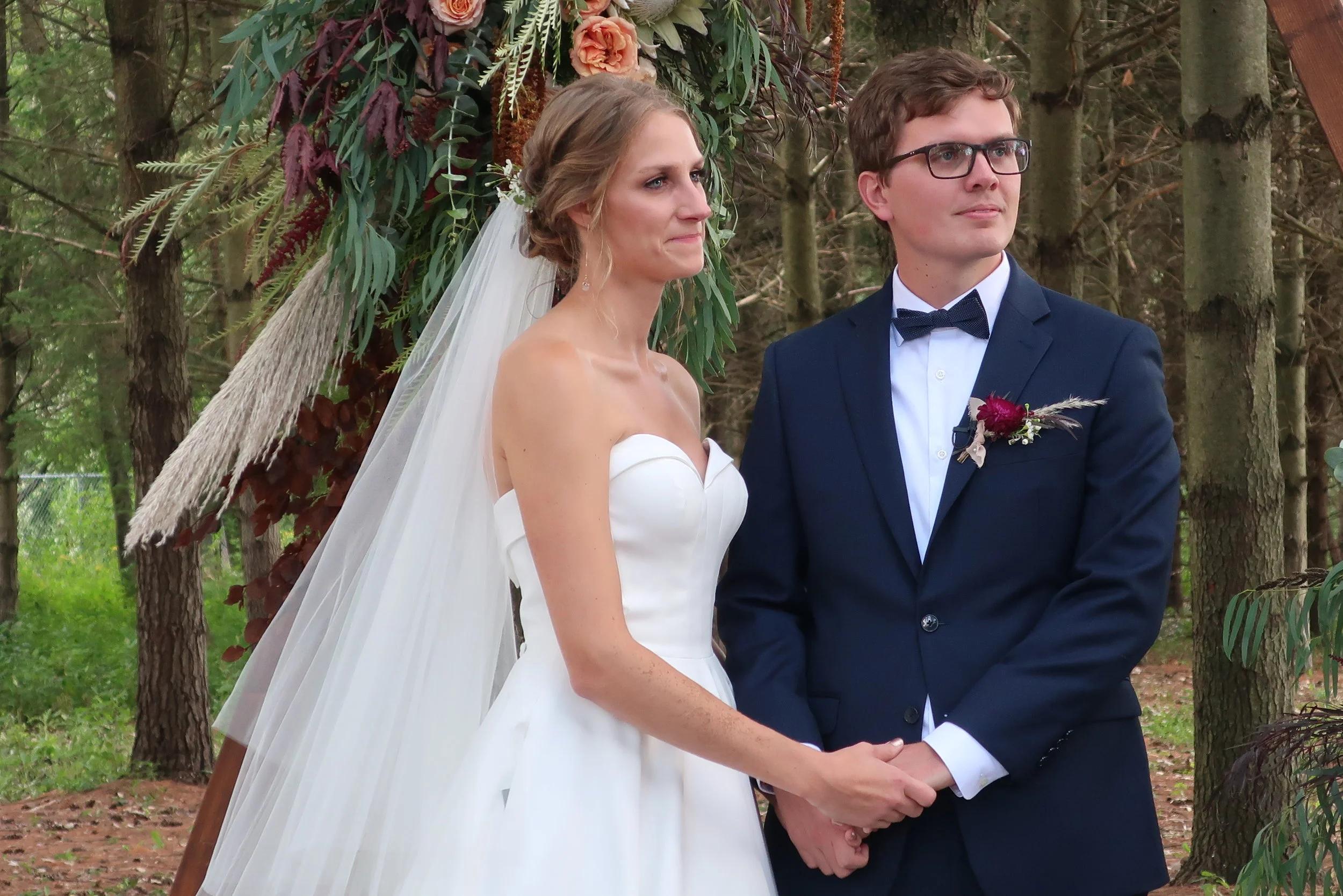  Appleton, Wis.--Sept. 1, 2019--Andropolis-Coakley Wedding--Bubolz Nature Preserve--Listening to the Apache Blessing from Judy Kindel 