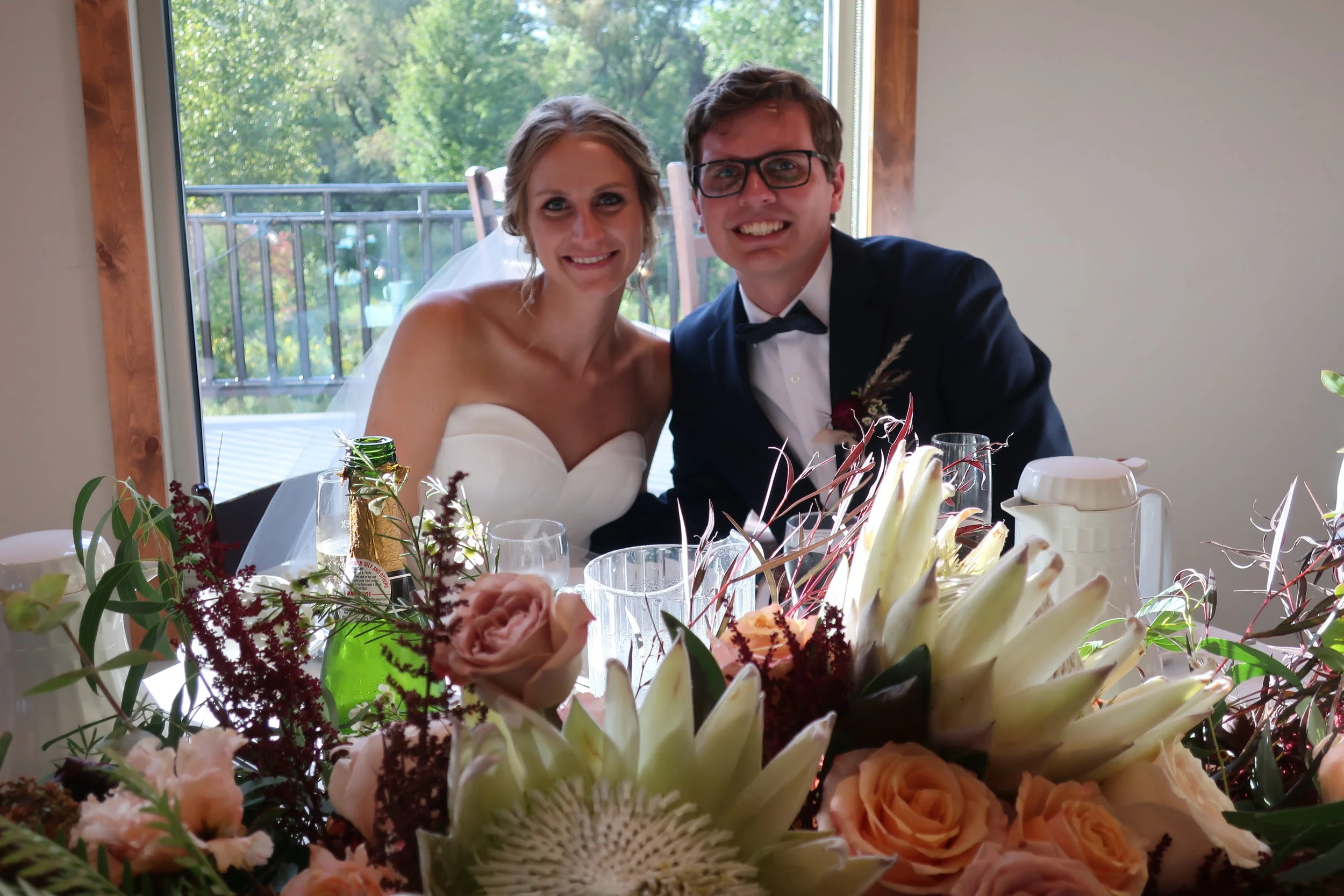  Appleton, Wis.--Sept. 1, 2019--Andropolis-Coakley Wedding--Bubolz Nature Preserve--The Bridal party table--Kenzie and Alex 