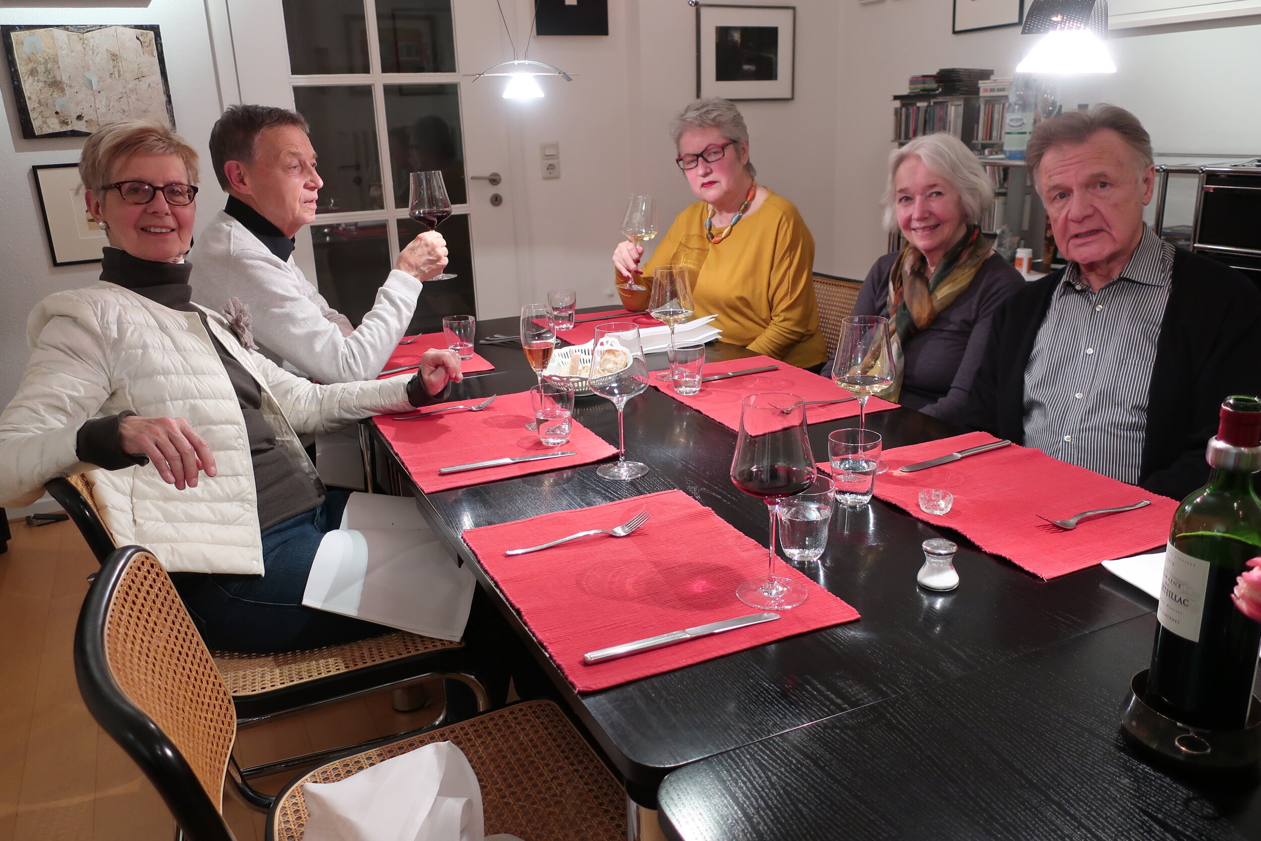  Cologne--Winter 2019--Dinner at Renate Schneider and Joerg Goralewski--Christin and Harald Grieser, Renate Schneider, Carrol Benner Kindel and Joerg Goralewski 