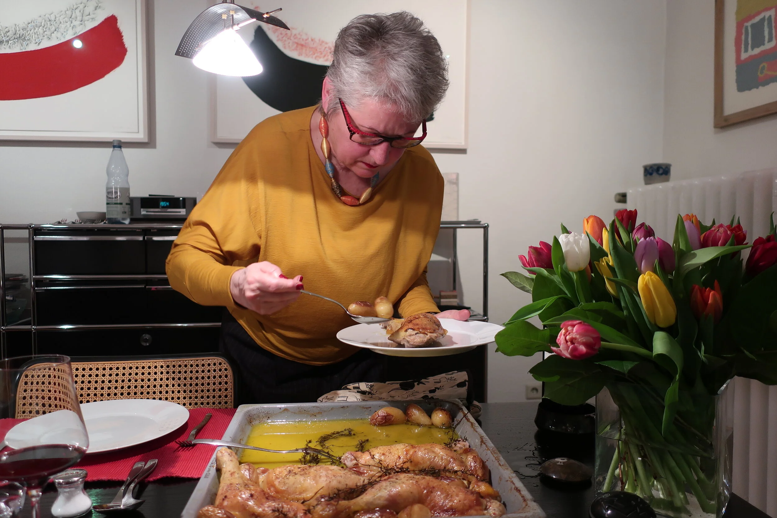  Cologne--Winter 2019--Dinner at Renate Schneider and Jeorg Goralewski--Renate serving 