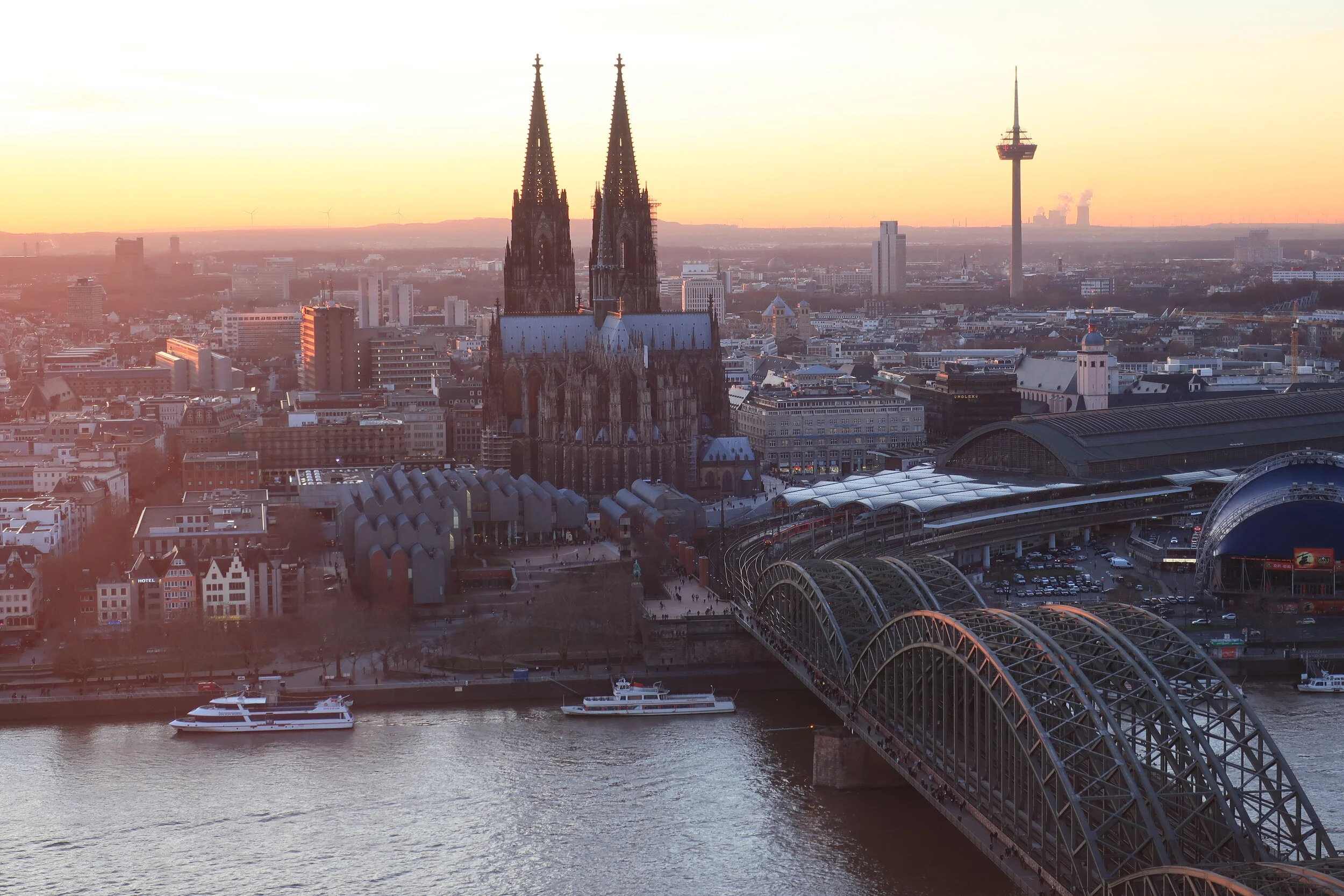  Cologne--Winter 2019--Rail Bridge over the Rhine and the Dom 