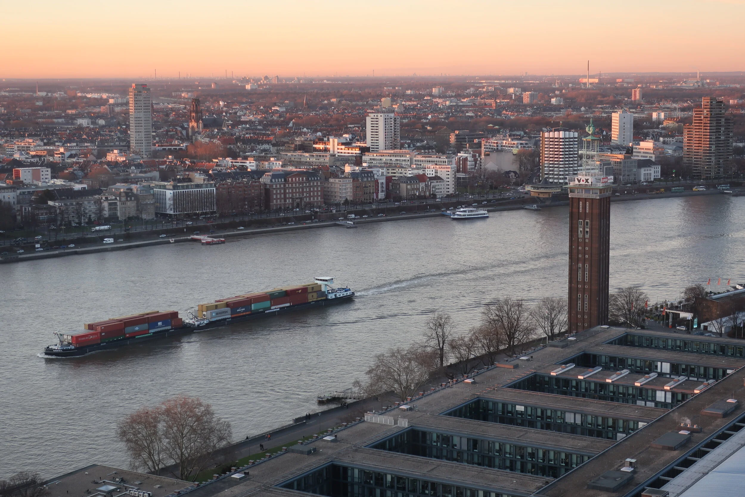  Cologne--Winter 2019--Rhine and the Messe Tower 