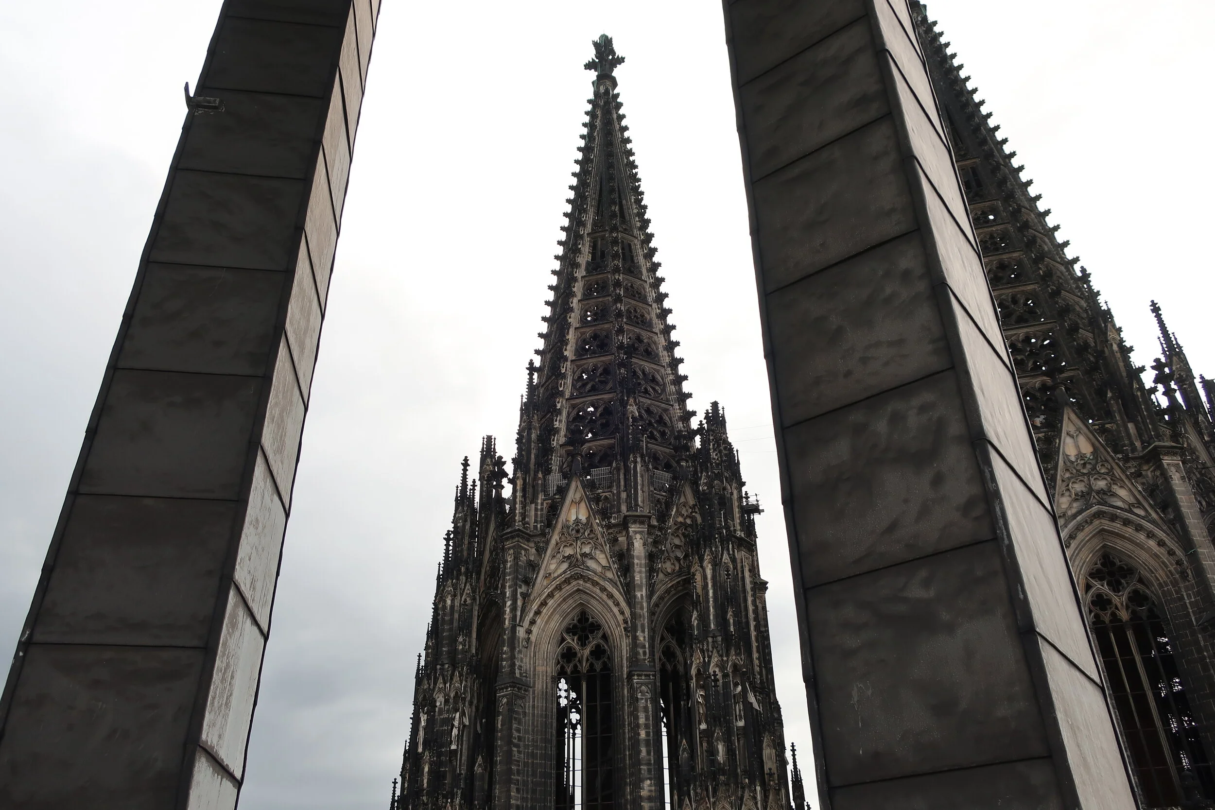  Cologne 2019--Cologne Cathedral insider's tour of the high reaches of the Cathedral--View from the modern steeple at the old steeples 