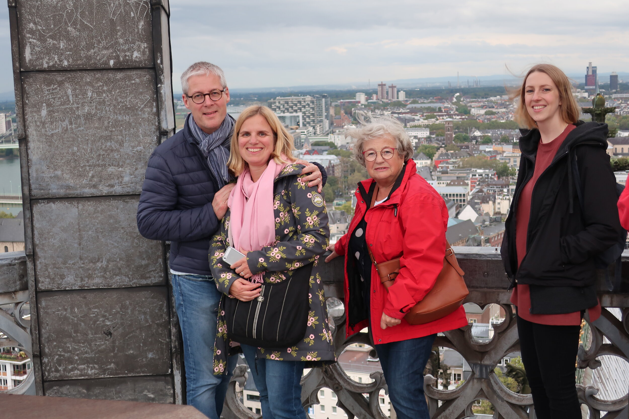  Cologne 2019--Cologne Cathedral insider's tour of the high reaches of the Cathedral--Georg and Sandra's Jansen, Sandra mother, Marlise Gerards and Sandra's collegue from work 