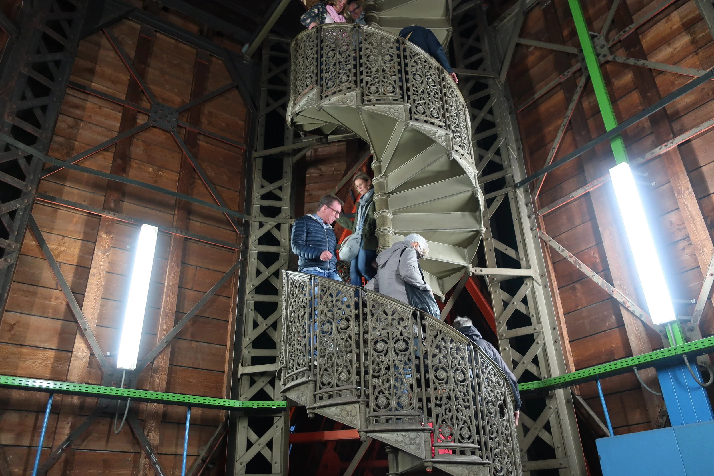  Cologne 2019--Cologne Cathedral insider's tour of the high reaches of the Cathedral--Herbert Jansen coming down the staircase from the modern steeple 