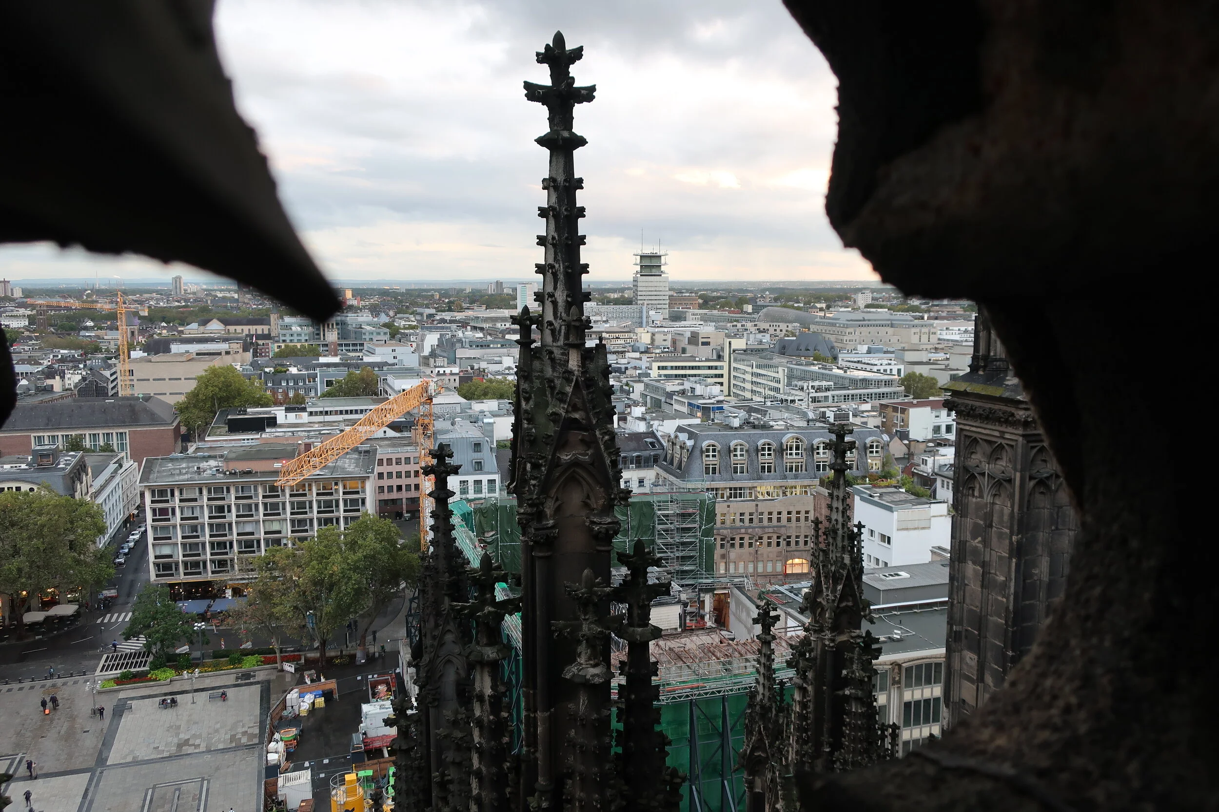  Cologne 2019--Cologne Cathedral insider's tour of the high reaches of the Cathedral--Walking the outside roof line and looking over the old town 
