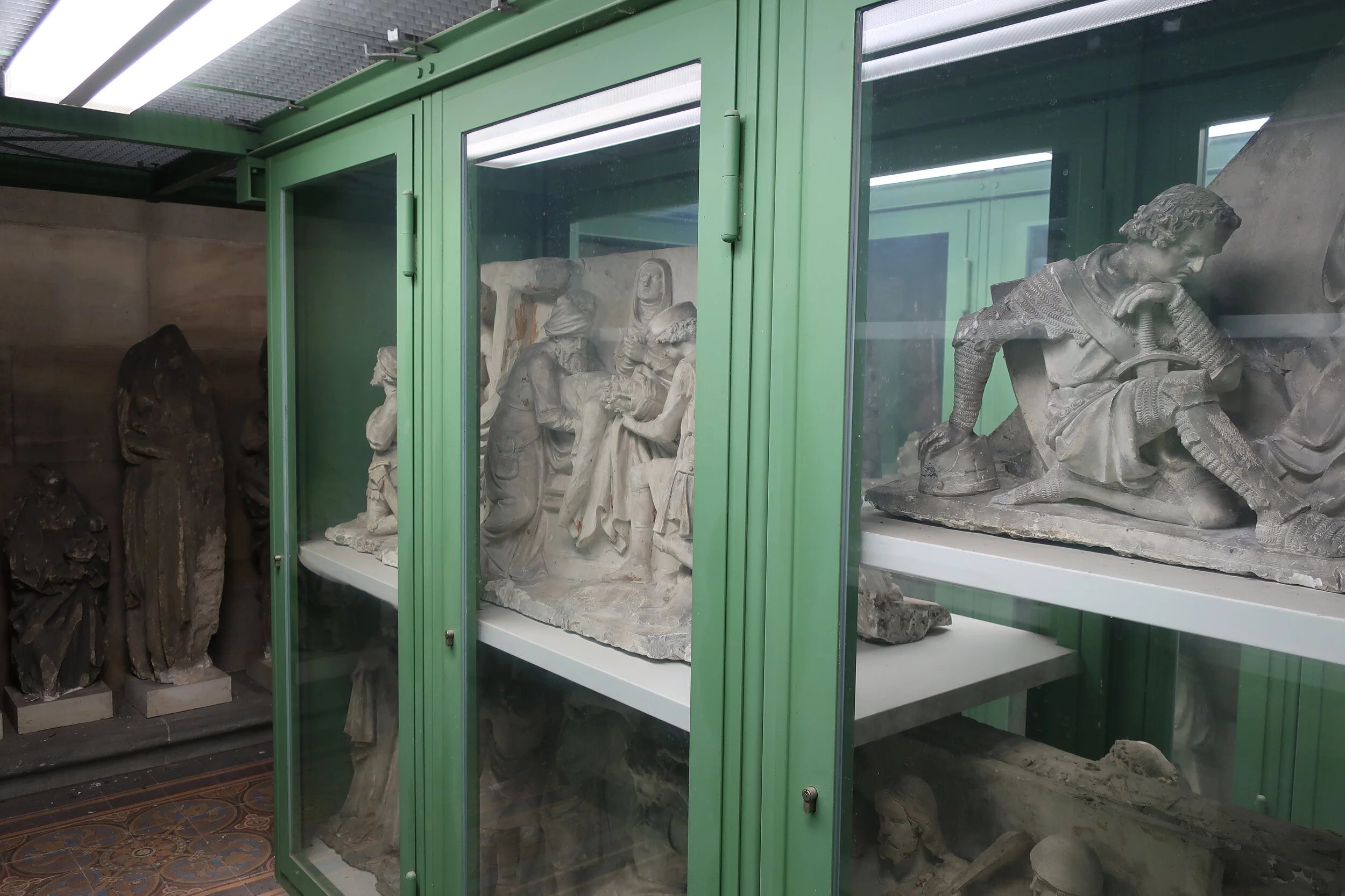  Cologne 2019--Cologne Cathedral insider's tour of the high reaches of the Cathedral--Gargoyle and Grotesques storage--all hand carved 