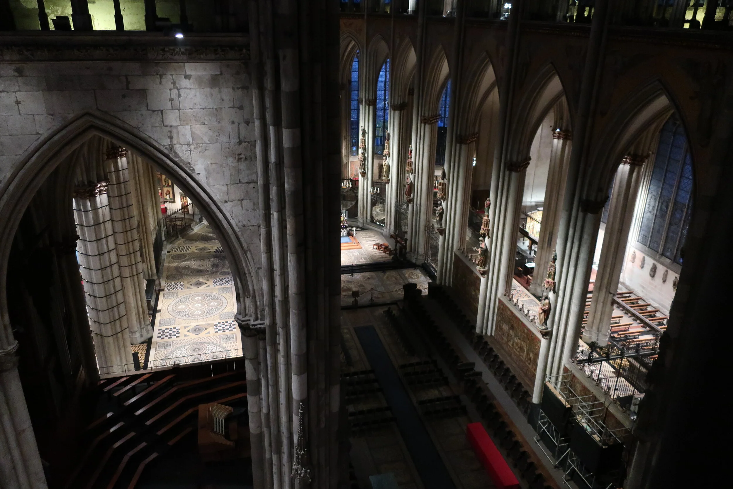  Cologne 2019--Cologne Cathedral insider's tour of the high reaches of the Cathedral--The Transcept towards the nave 