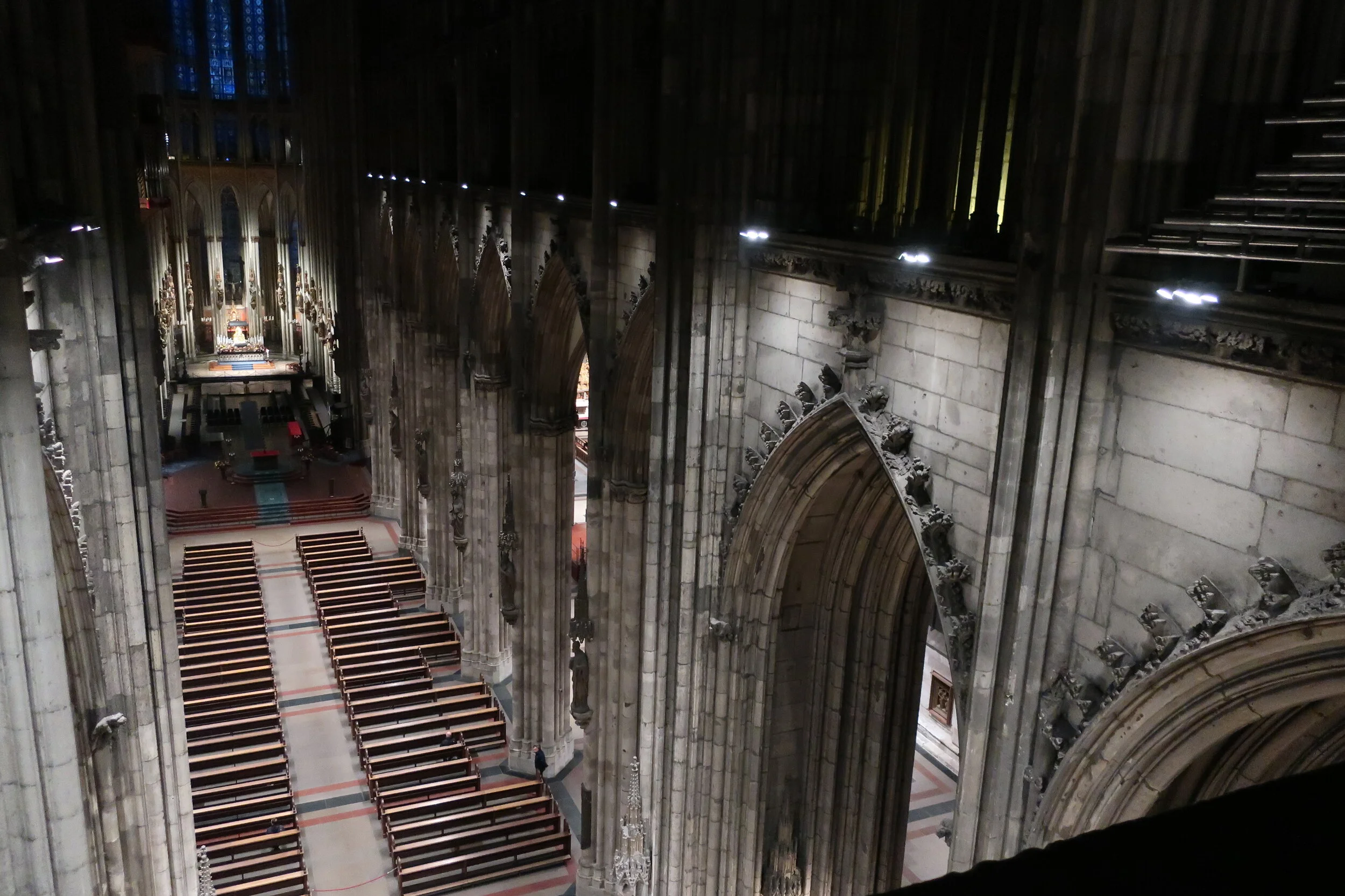  Cologne 2019--Cologne Cathedral insider's tour of the high reaches of the Cathedral--The Nave from the inside walk 