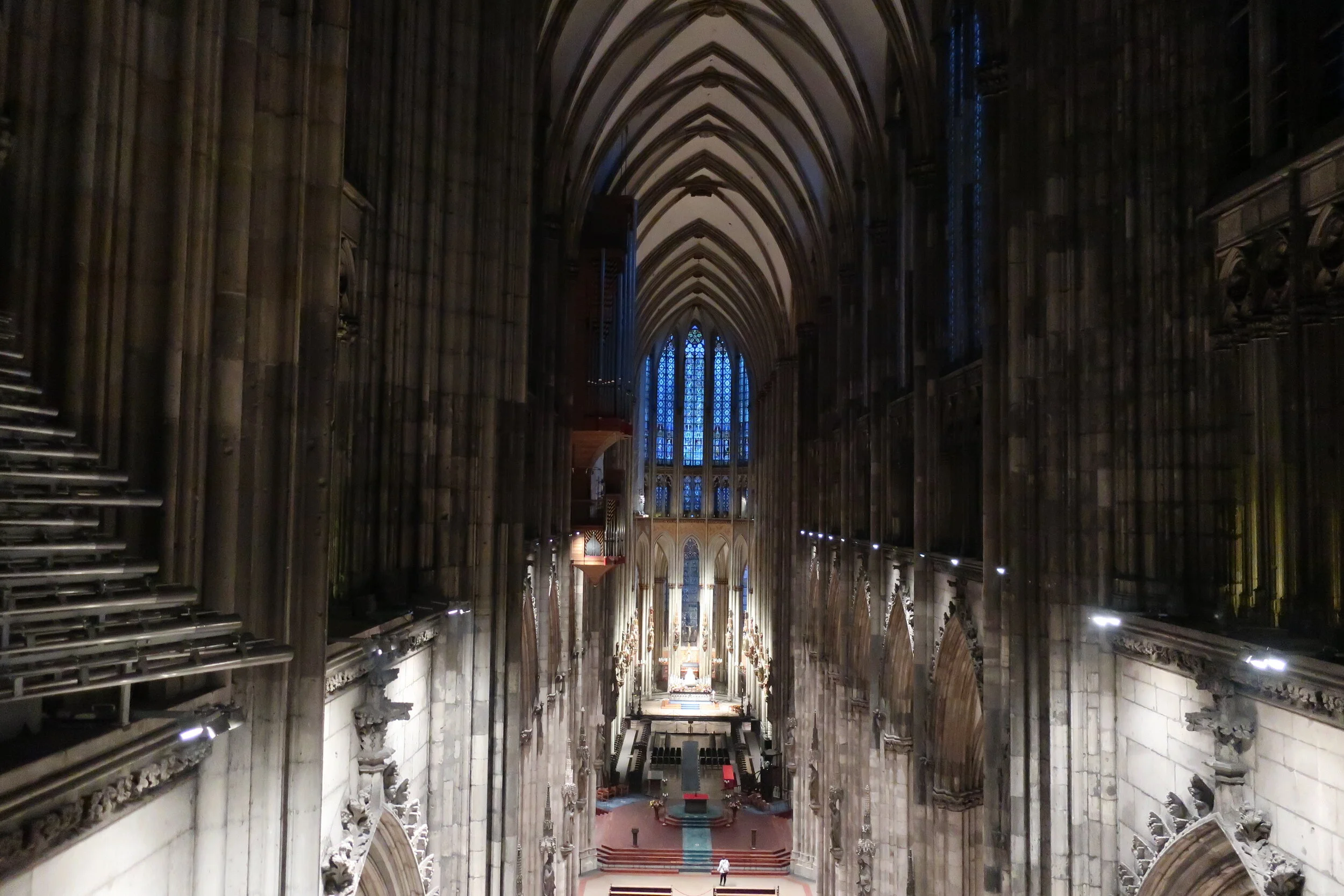  Cologne 2019--Cologne Cathedral insider's tour of the high reaches of the Cathedral--The Nave from the inside walk 