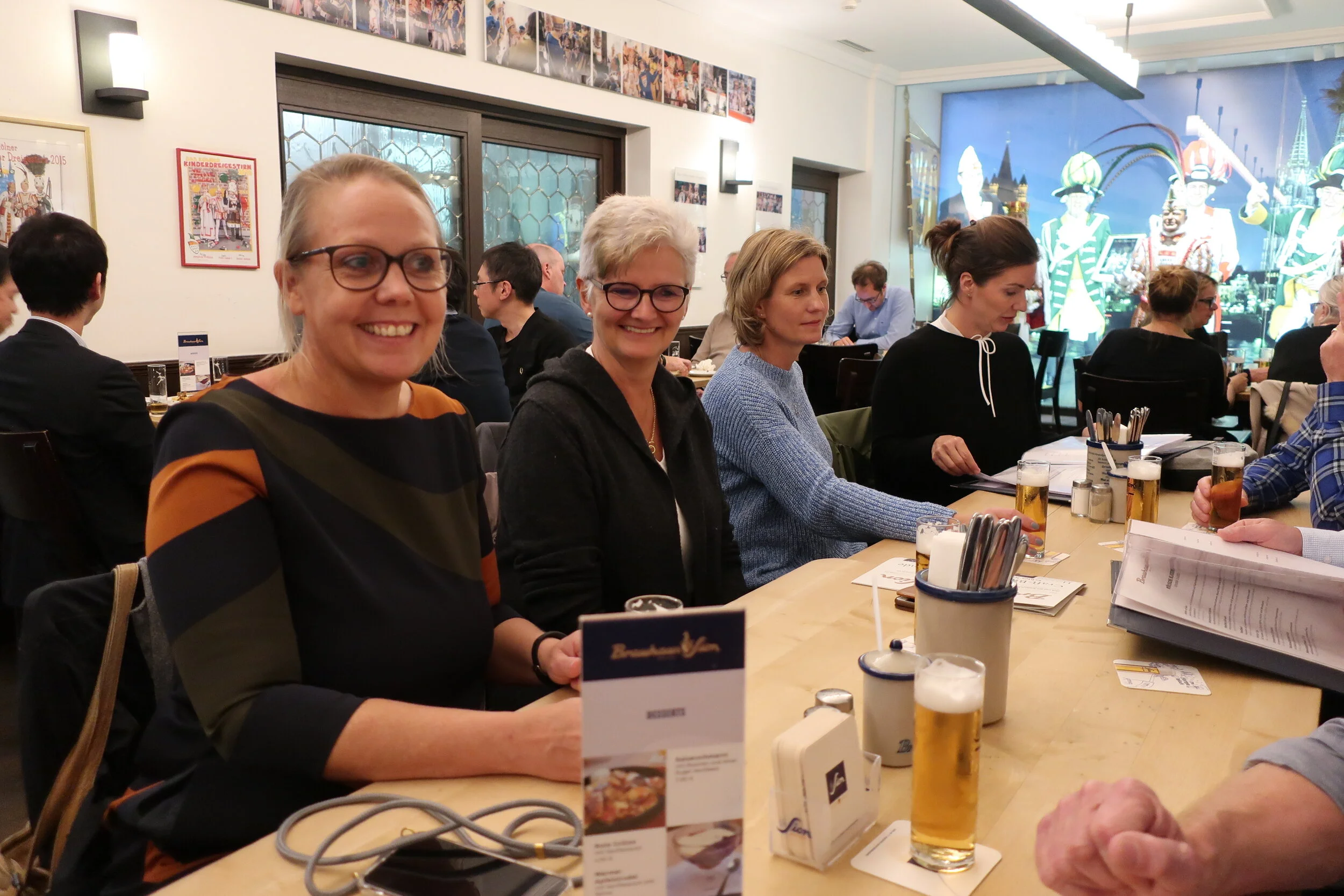  Cologne 2019--Our tour group at Sion's Koelsch pub--Kirsten and friends from Bensburg 