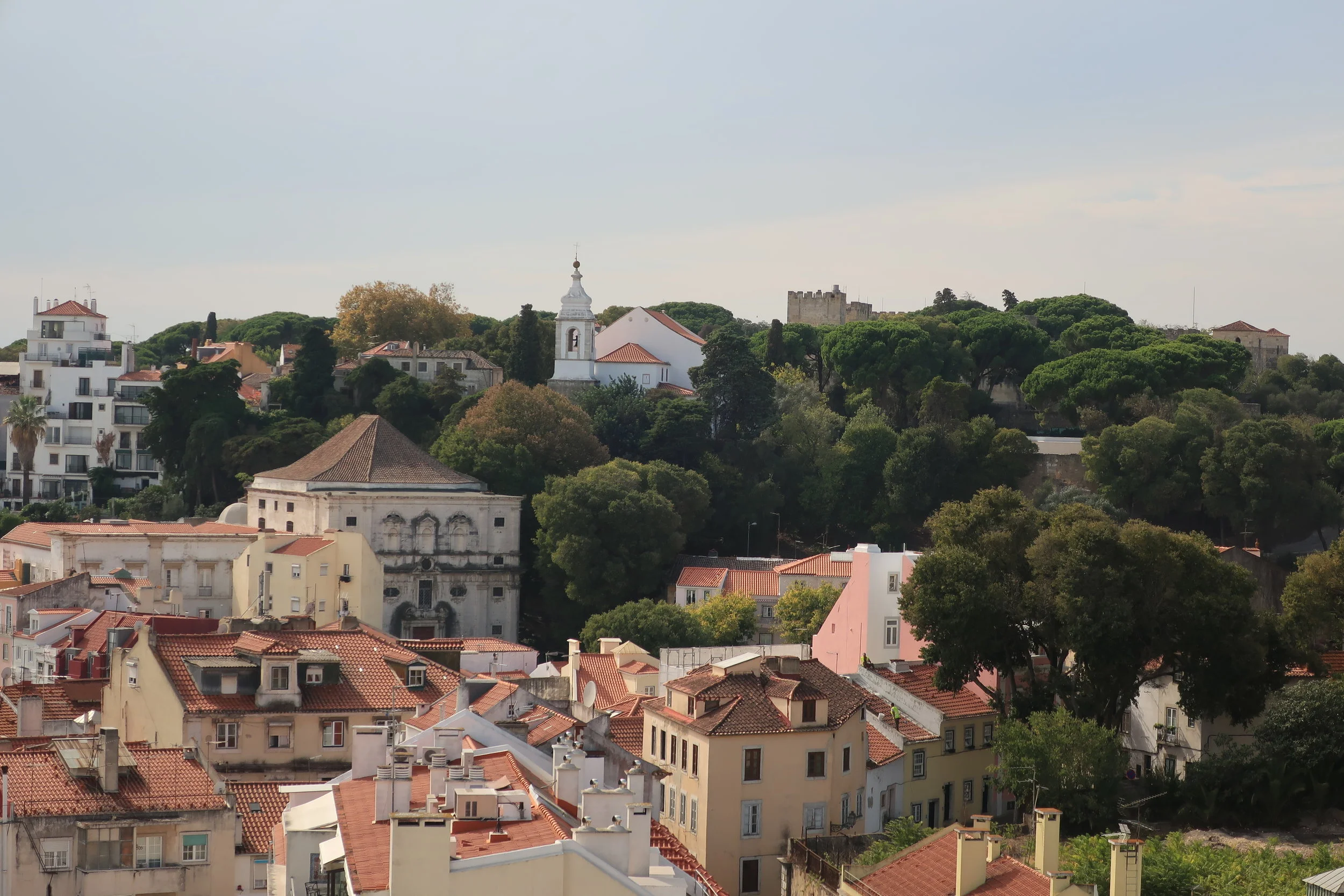  Lisbon 2019--Sao Vicente church and monastery--View from roof to Alfama and 25 Abril Bridge 