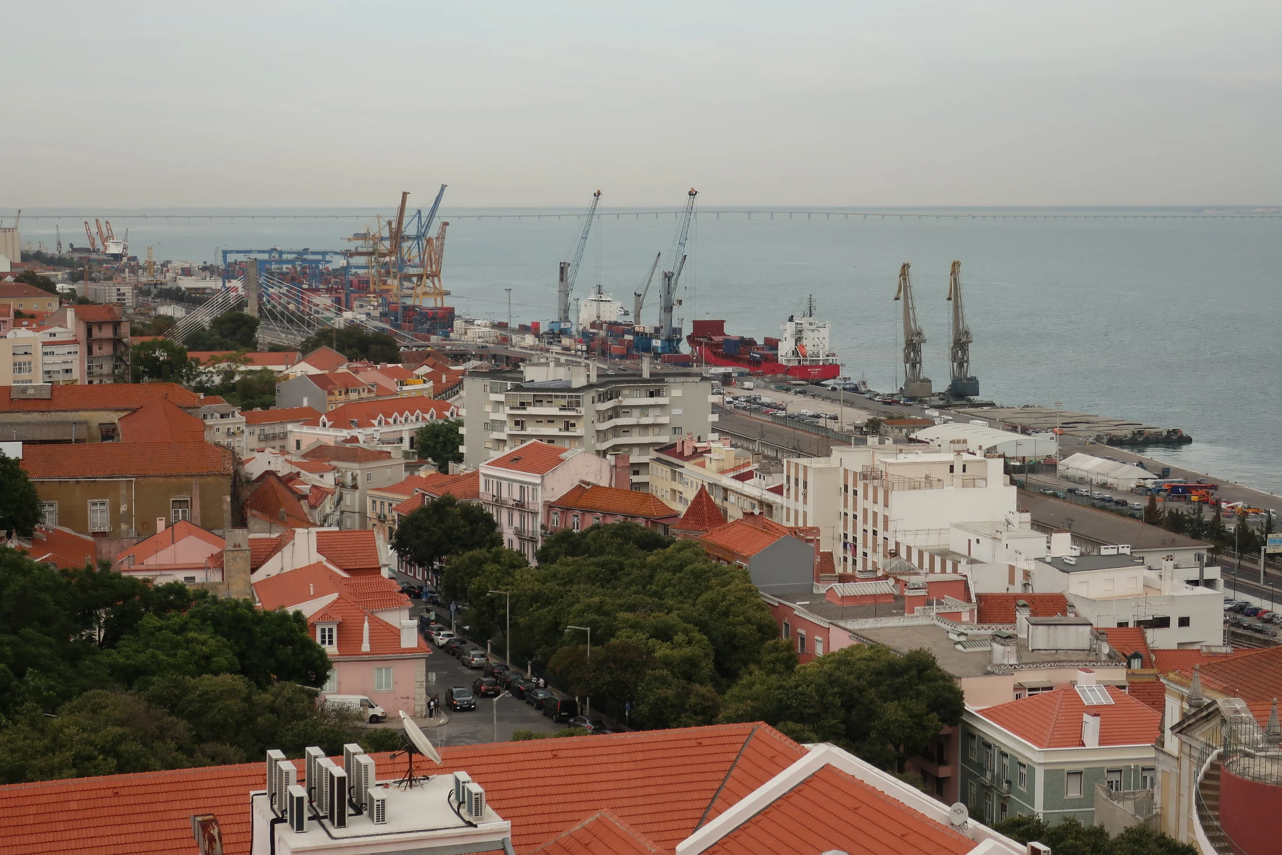  Lisbon 2019--Panteon--View to harbor and Vasco da Gama bridge, the longest in Europe 