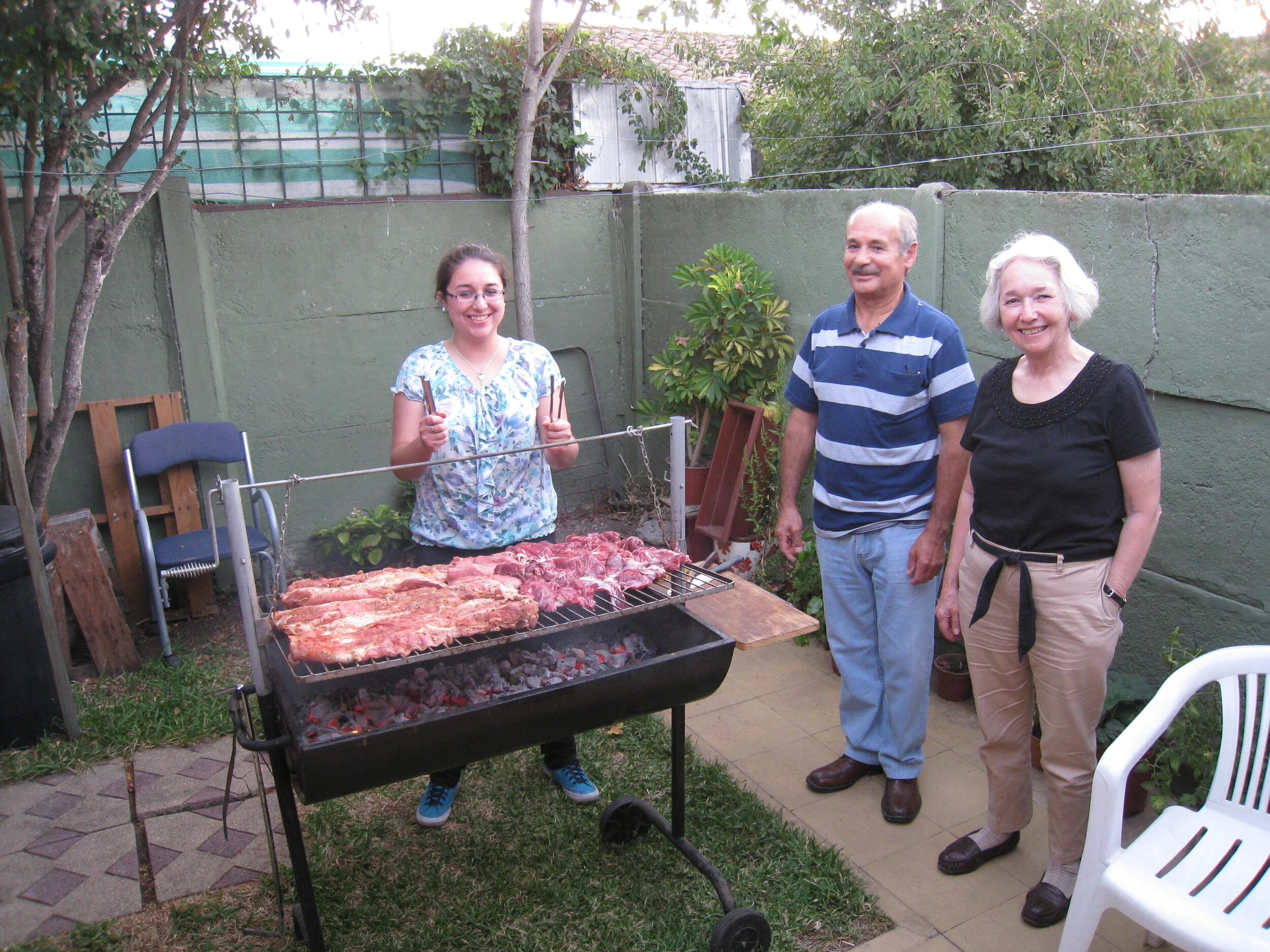  Curico--Aguirre house--Paulina, Nelson and Carrol at the asado 