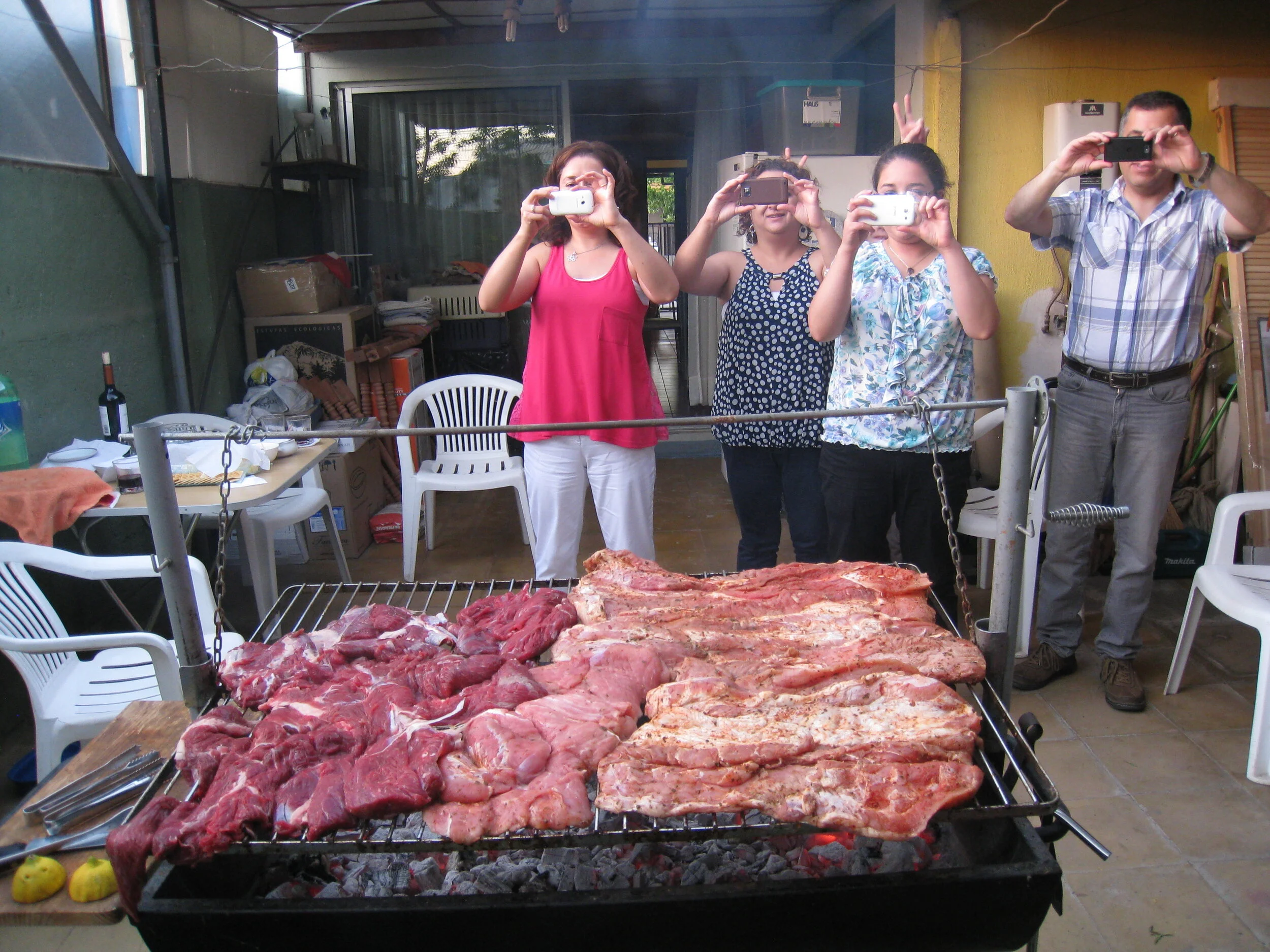  Curico--Aguirre house-Carolina, Paulina, Macarena, Paulina and Ricardo at the asado 