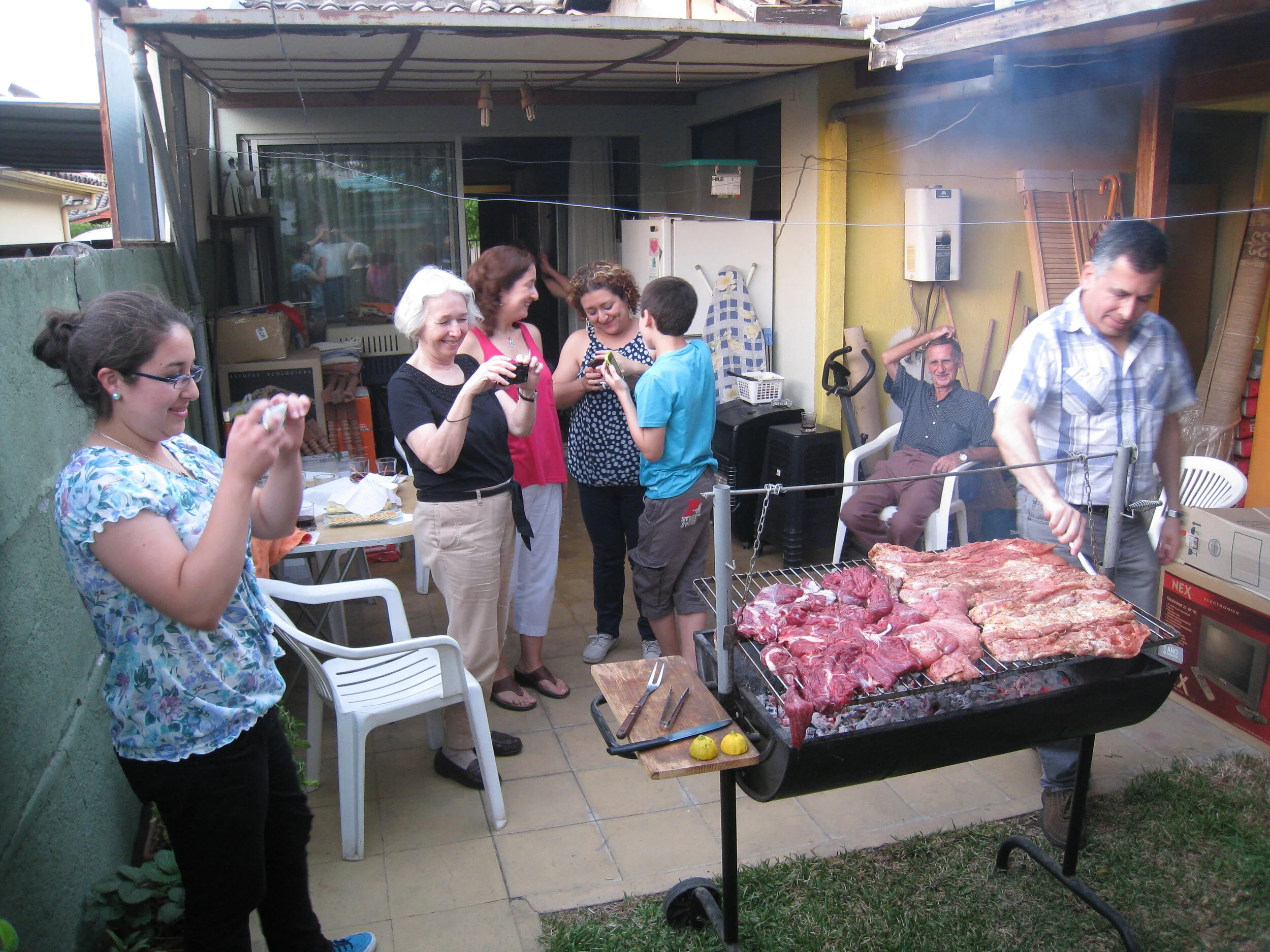  Curico--Aguirre house-Paulina, Carrol , Carolina, Macarena, Sebastian, Paul Cullingford and Ricardo, at the asado 