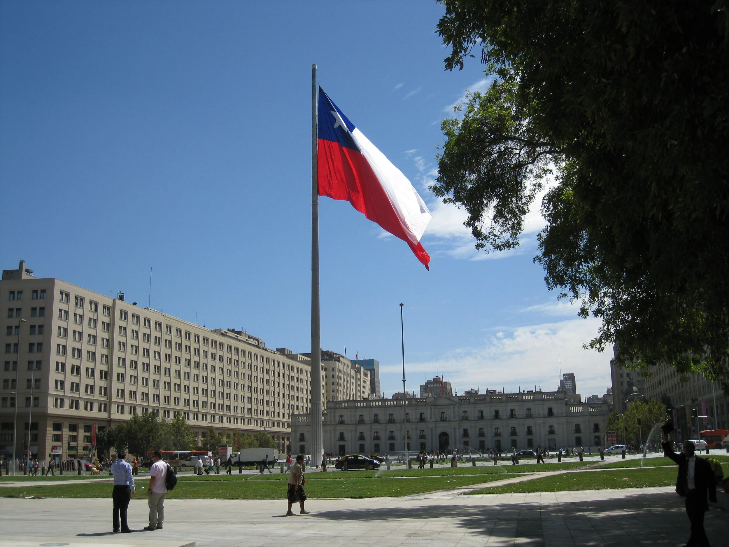  Santiago--Citizens Plaza with the Moneda from across the Alameda (Plaza Bulnes) 
