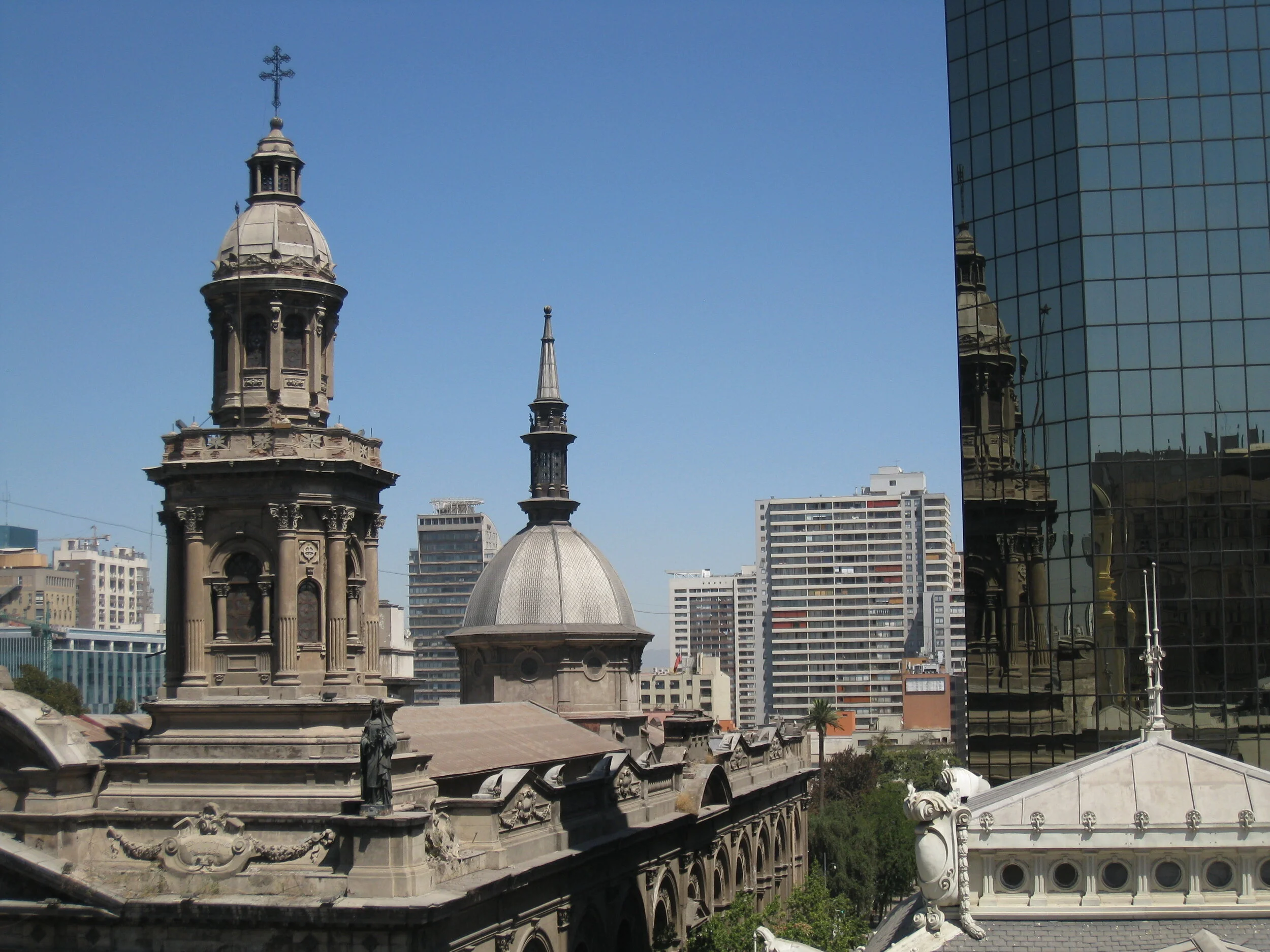  Santiago--View from the tower of the Museo Histoico Nacional--National Cathedral and Monjitas 