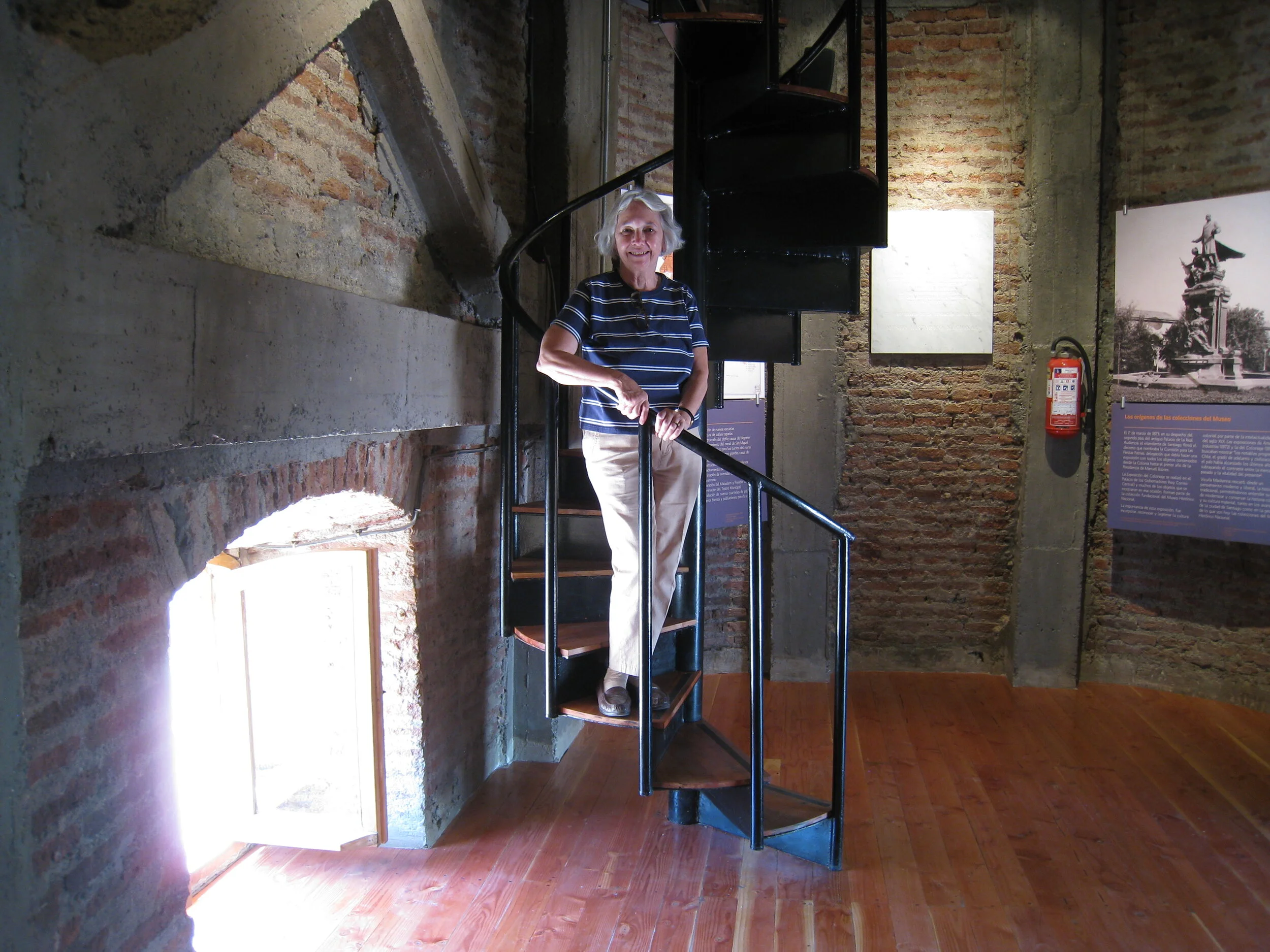  Santiago--Tower of the Museo Histoico Nacional--internal stairway, with Carrol Kindel 