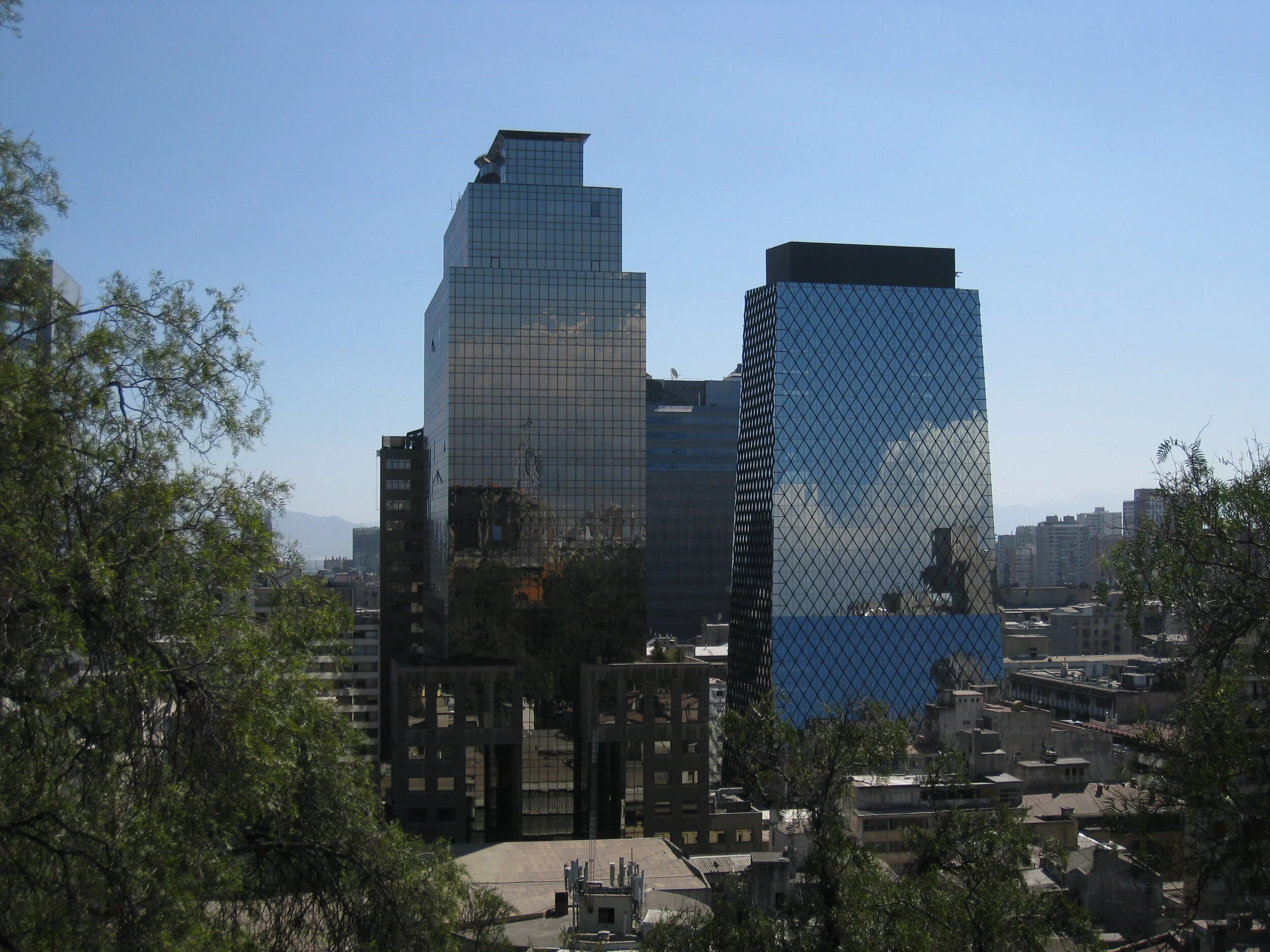  Santiago--View from Cerro Santa Lucia--Looking west with reflections 