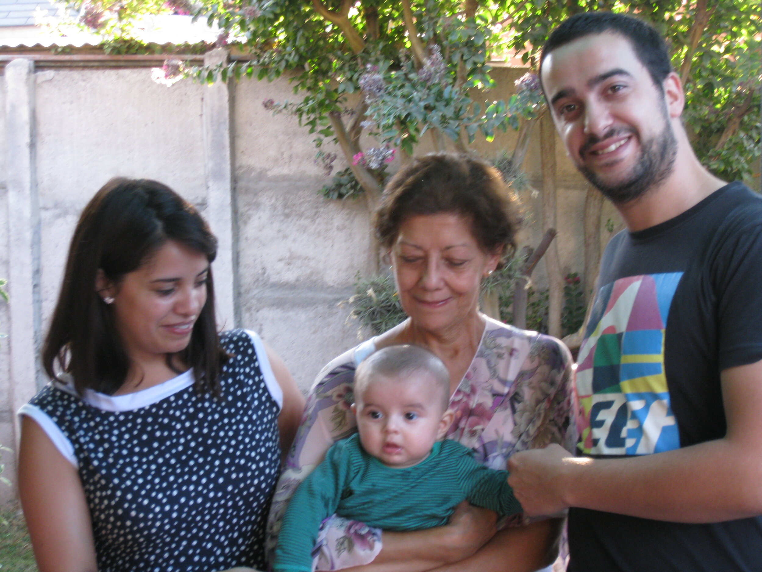  Santiago-- Macul--Sarita Arreguaiz (Canepa)'s house--Bernadiat, Mateo, Sarita and Francesco Canepa, 