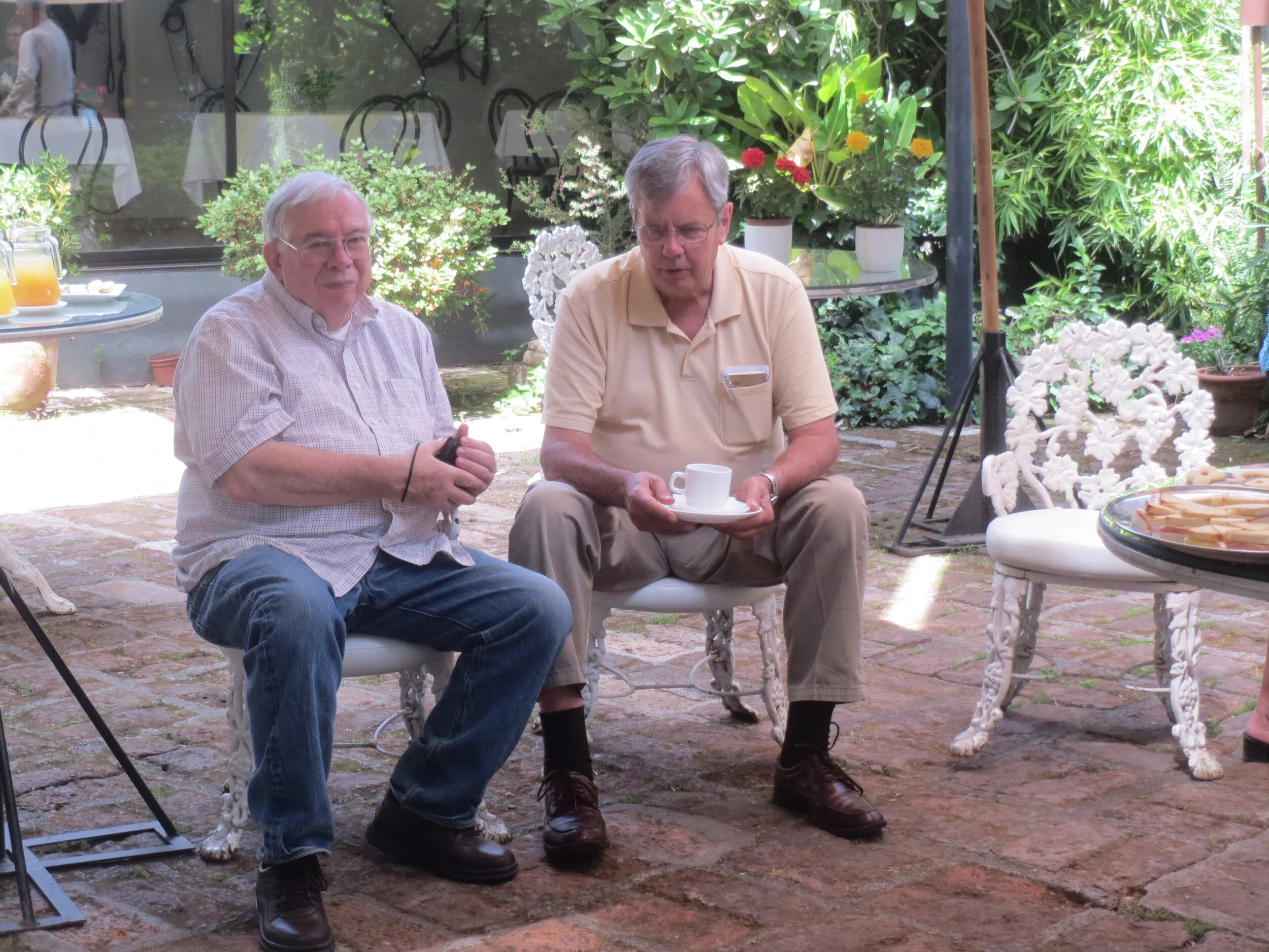  Chile - Santiago: Hotel Acacias de Viticura, Peace Corps Chile Group 23 Reunion; brunch; Steve Wilhelmi and Roger King 