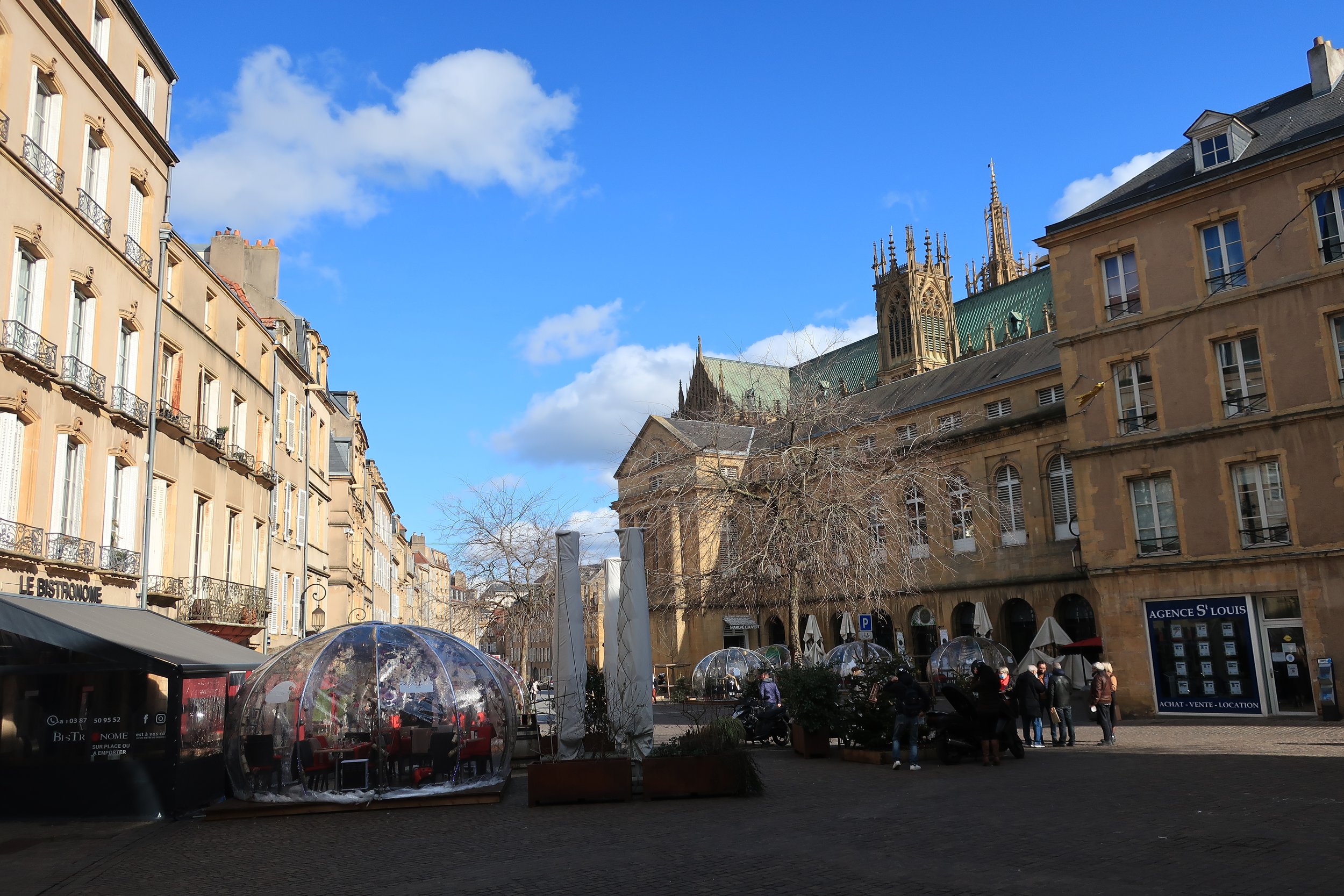  Metz, France--Feb. 2022--Old Town, Place de Chambre--Dining igloos 