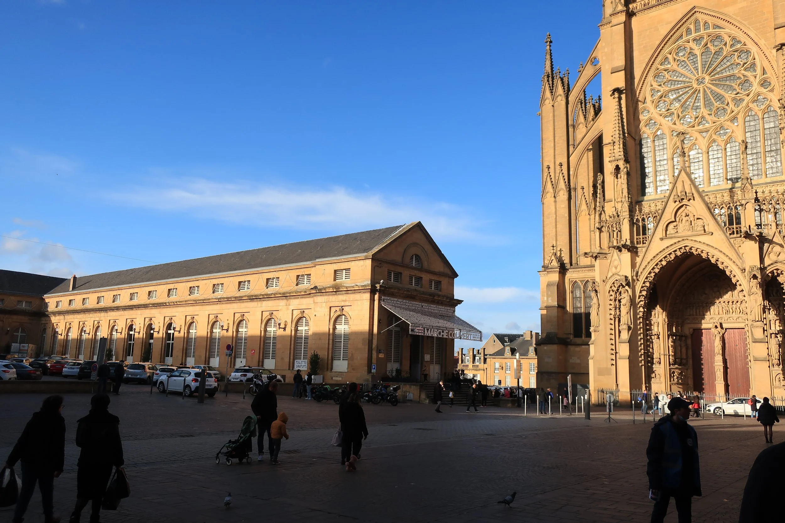  Metz, France--Feb. 2022--Old Town, Catedral St. Etienne and Covered Market 