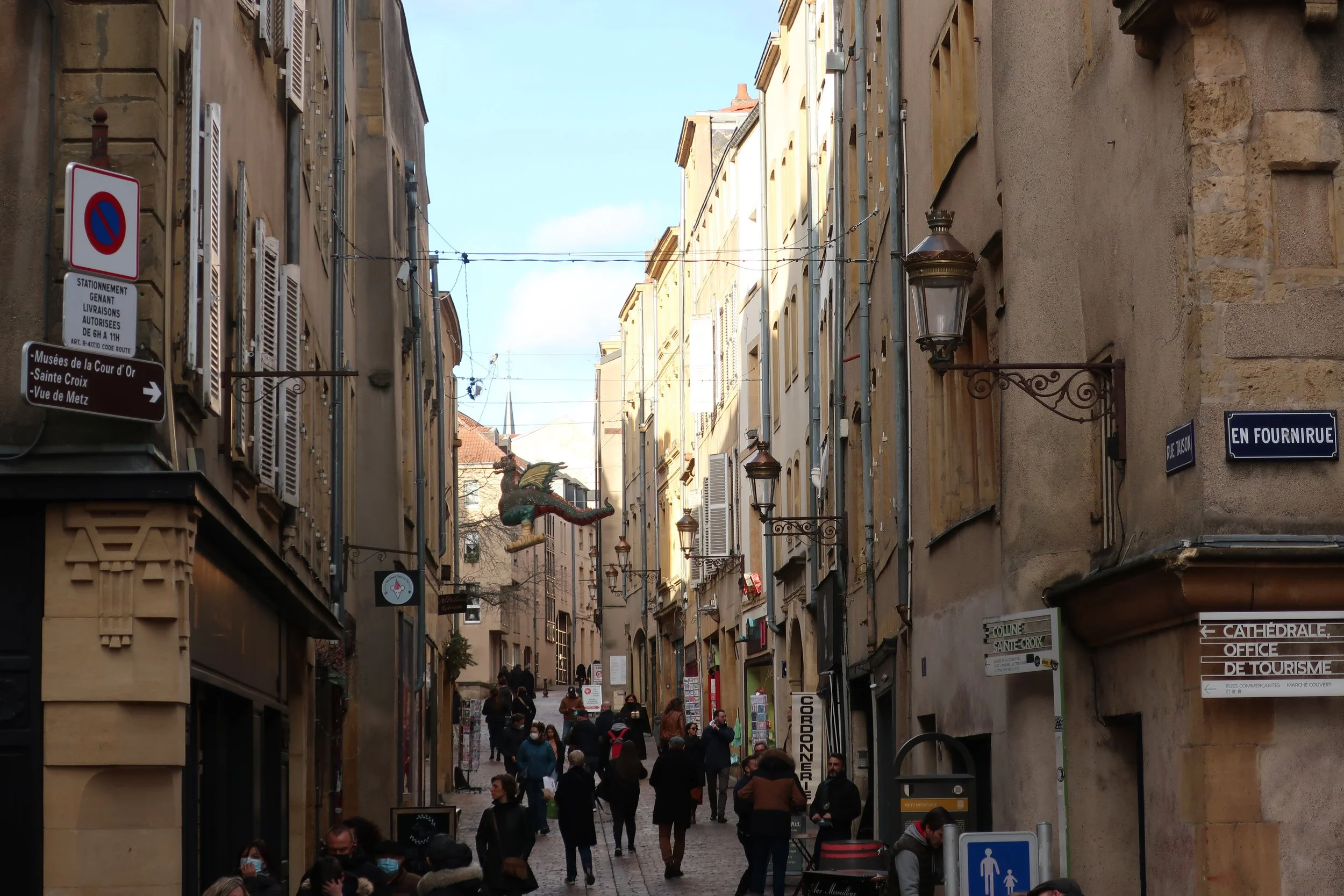 Metz, France--Feb. 2022--Old Town, Rue du Champs 