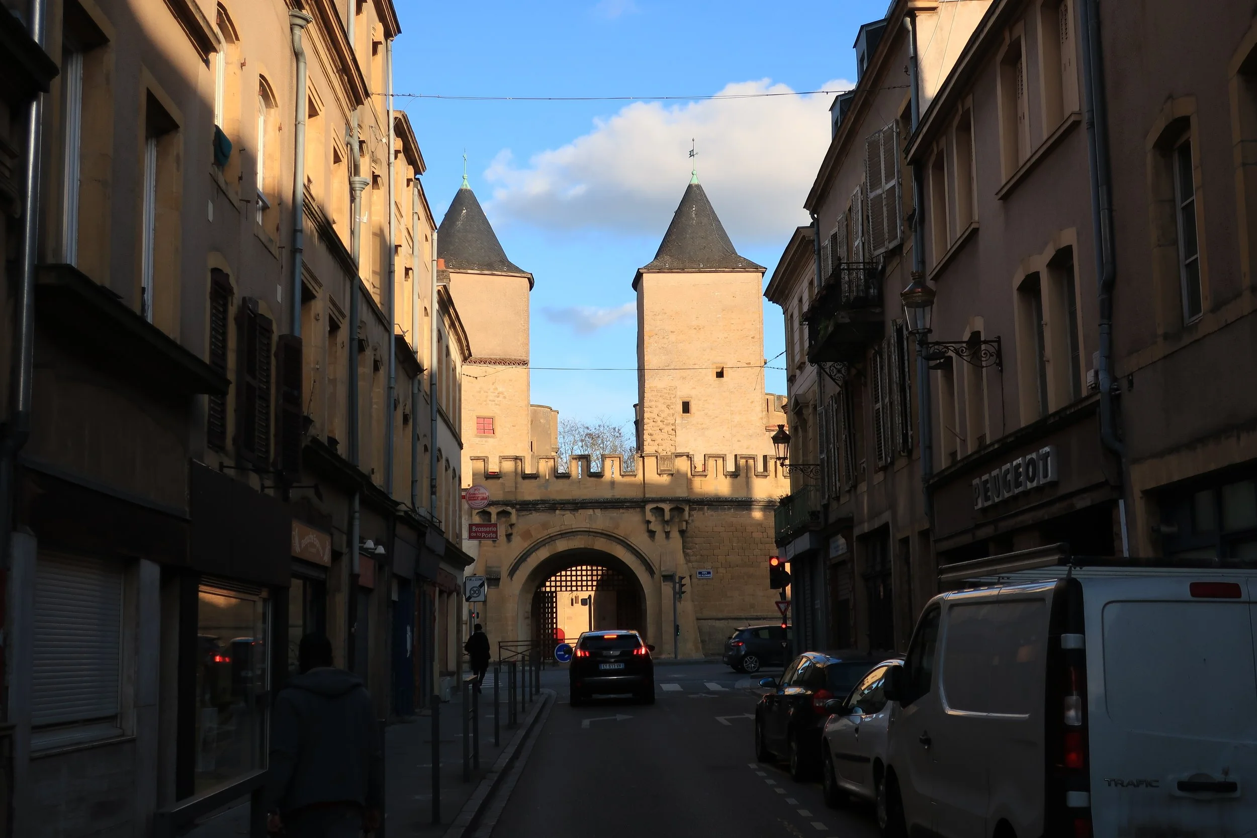  Metz, France--Feb. 2022--Old Town, Rue des Allemands, Porte des Allemands (German Gate) 
