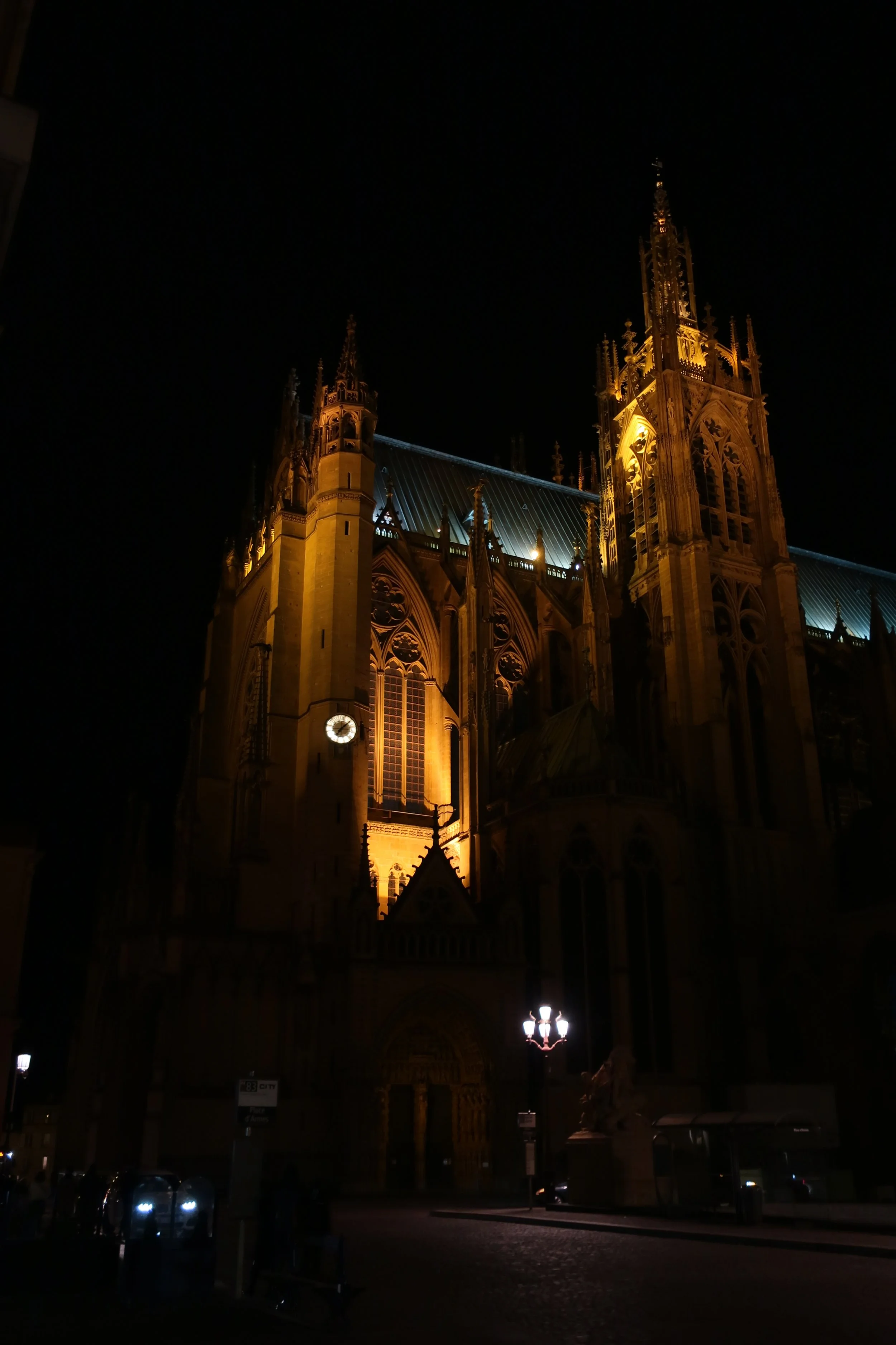  Metz, France--Feb. 2022--Old Town, Catedral St. Etienne at night 