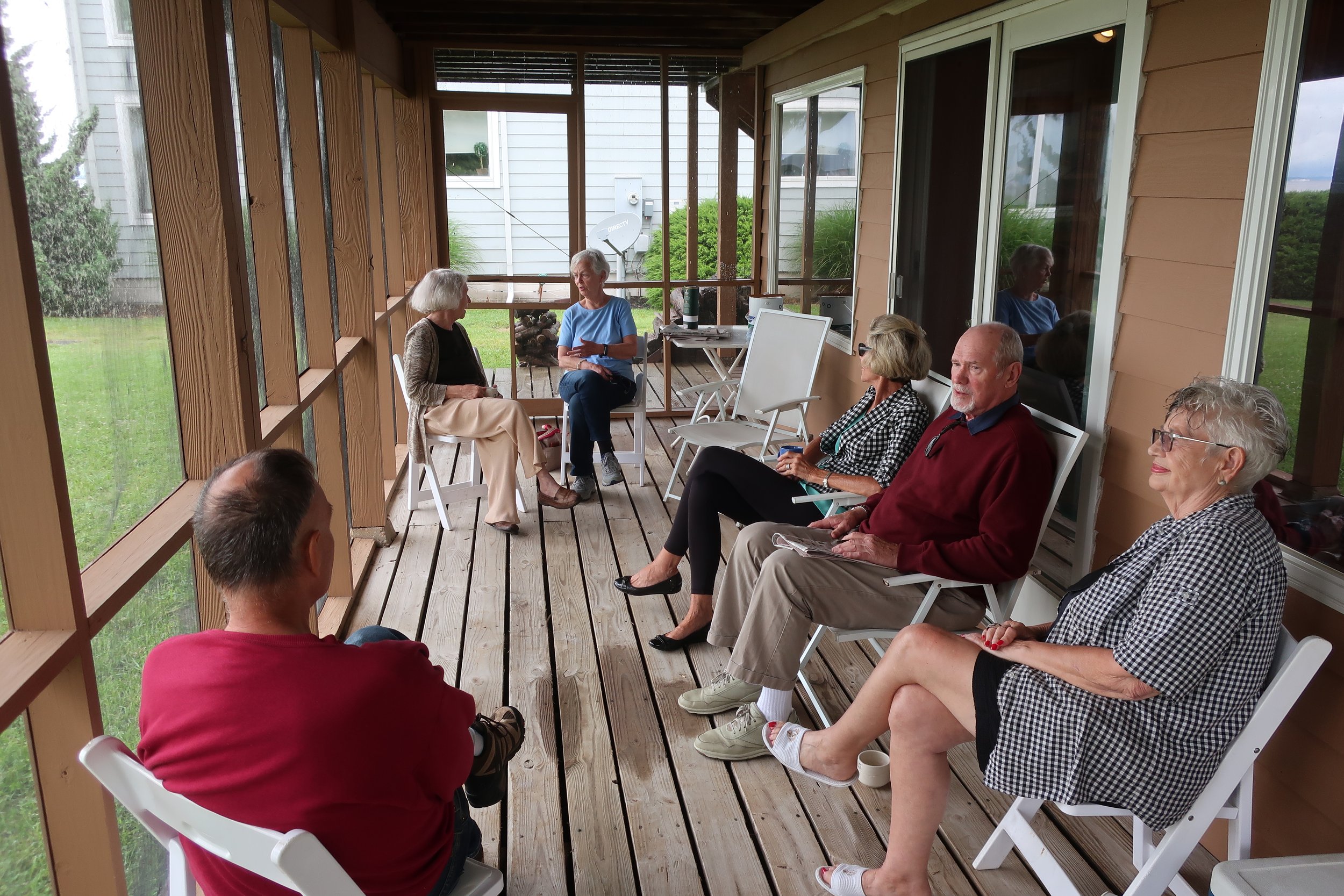  Kent Island--June 2022--50th Wedding Celebration--Carrol Benner Kindel, Marilyn Fanning, Debbie Schreiber, Rick Schreiber, Maggie Hall and Steve Kohlhaas, before brunch the next day 