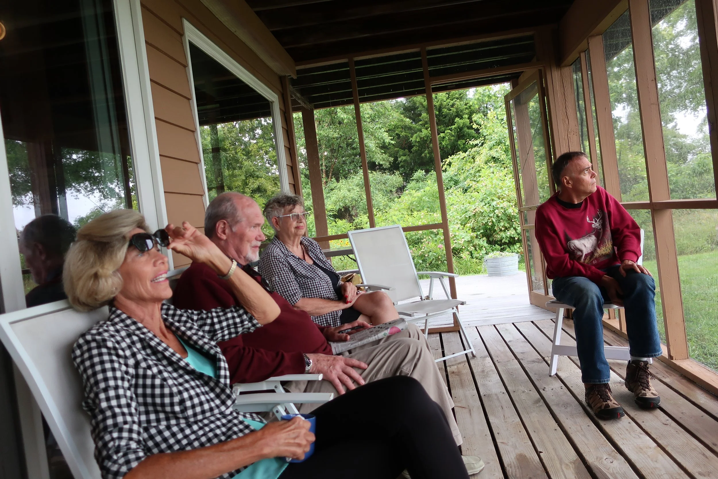  Kent Island--June 2022--50th Wedding Celebration--Debbie Schreiber, Rick Schreiber, Maggie Hall and Steve Kohlhaas, before brunch the next day 