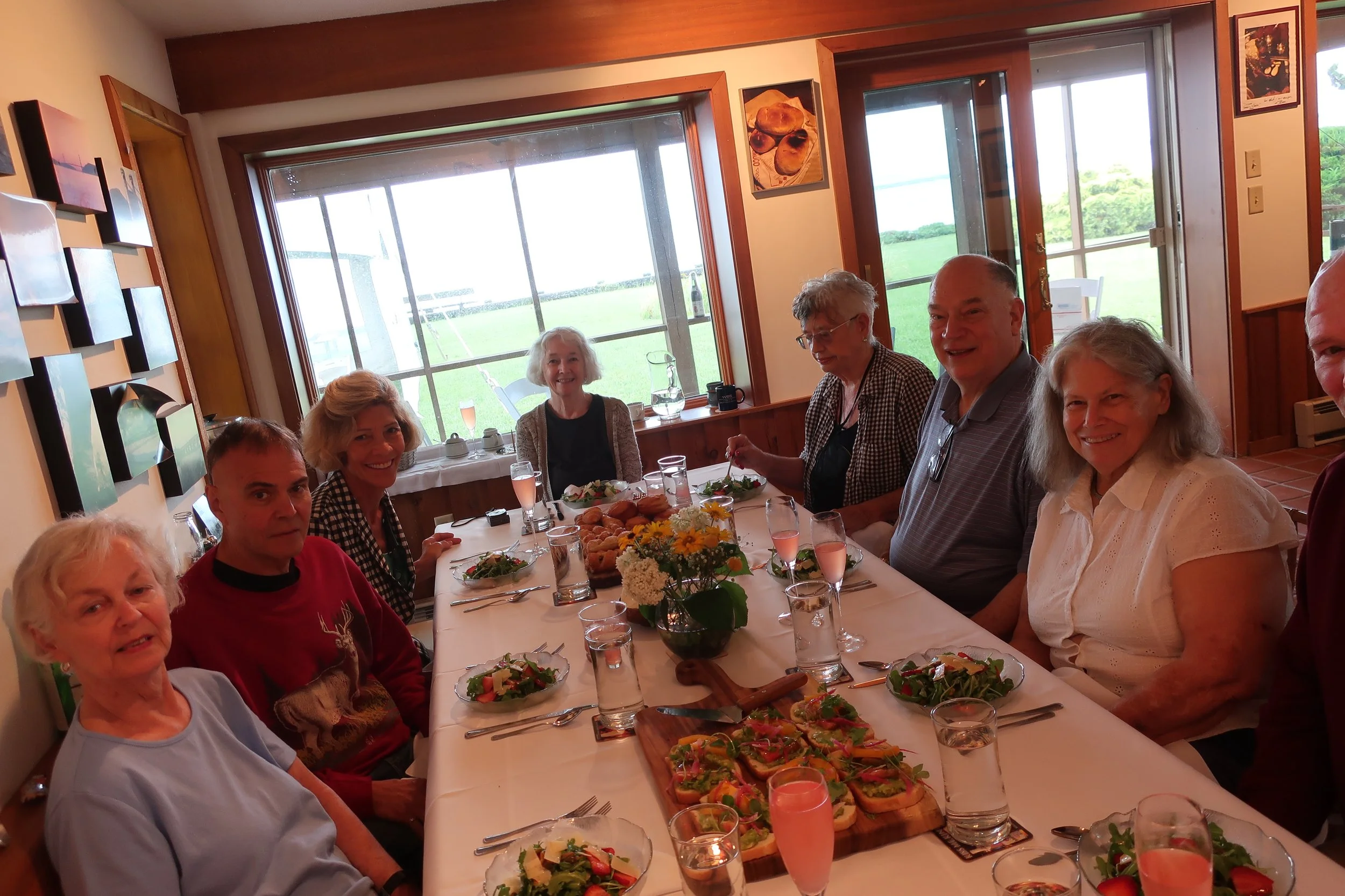  Kent Island--June 2022--50th Wedding Celebration--Brunch Table with Marilyn Fanning, Steve Kohlhaas, Debbie Schreiber, Carrol Benner Kindel, Maggie Hall Rick Schreiber, Jan Ennis and Rick Scjhreiber 