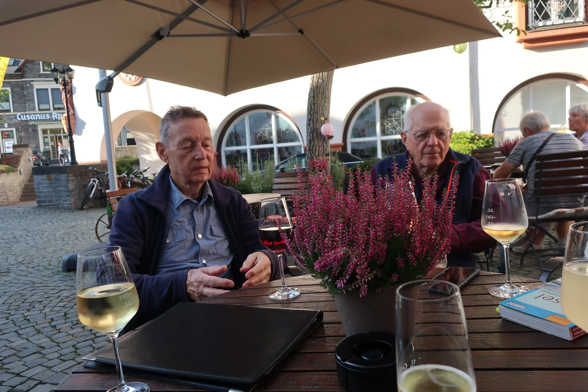  Germany 2023--Kindel 50th Anniversary Trip--Kues--Old Monastery now used as retirement home--Harald Grieser and Paul Kindel 