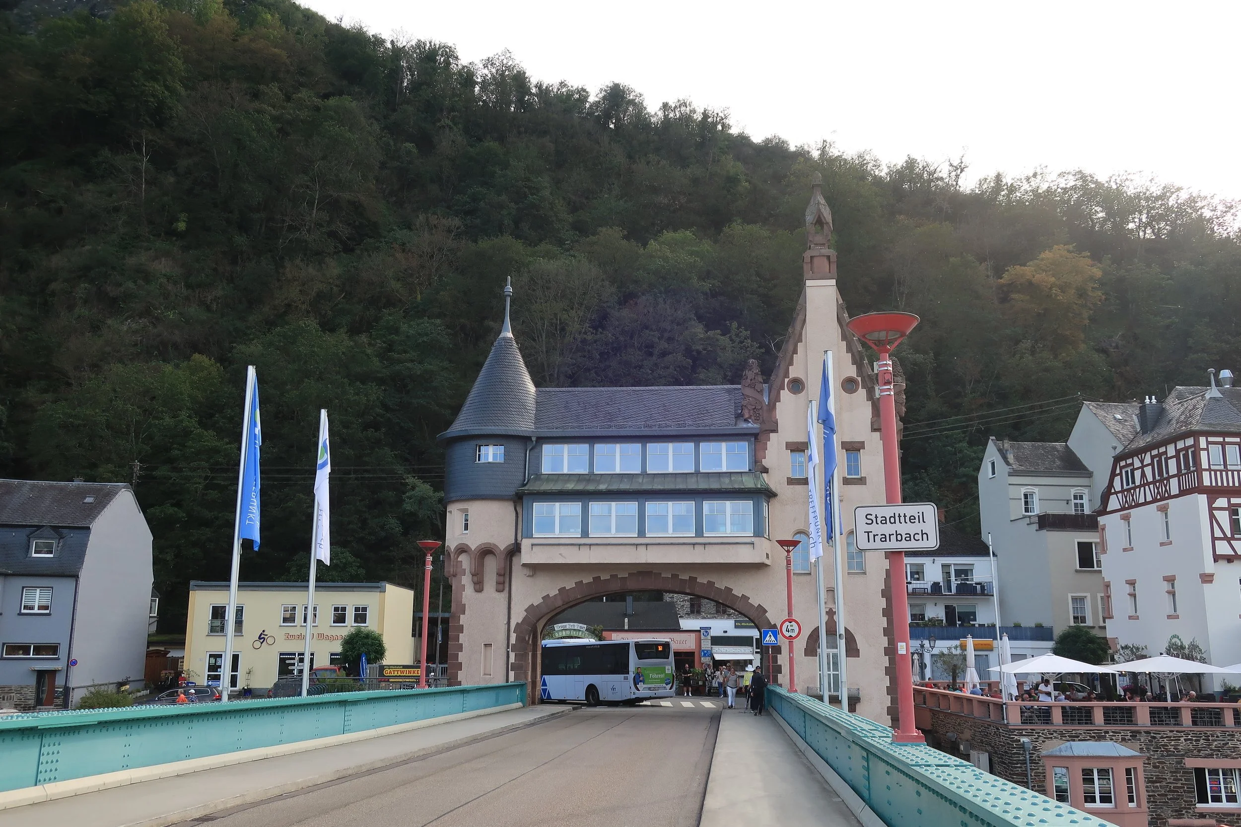  Germany 2023--Kindel 50th Anniversary Trip--Boat trip from Traban-Trarbach to Wolf on the Mosel--Traben-Trarbach main gate 