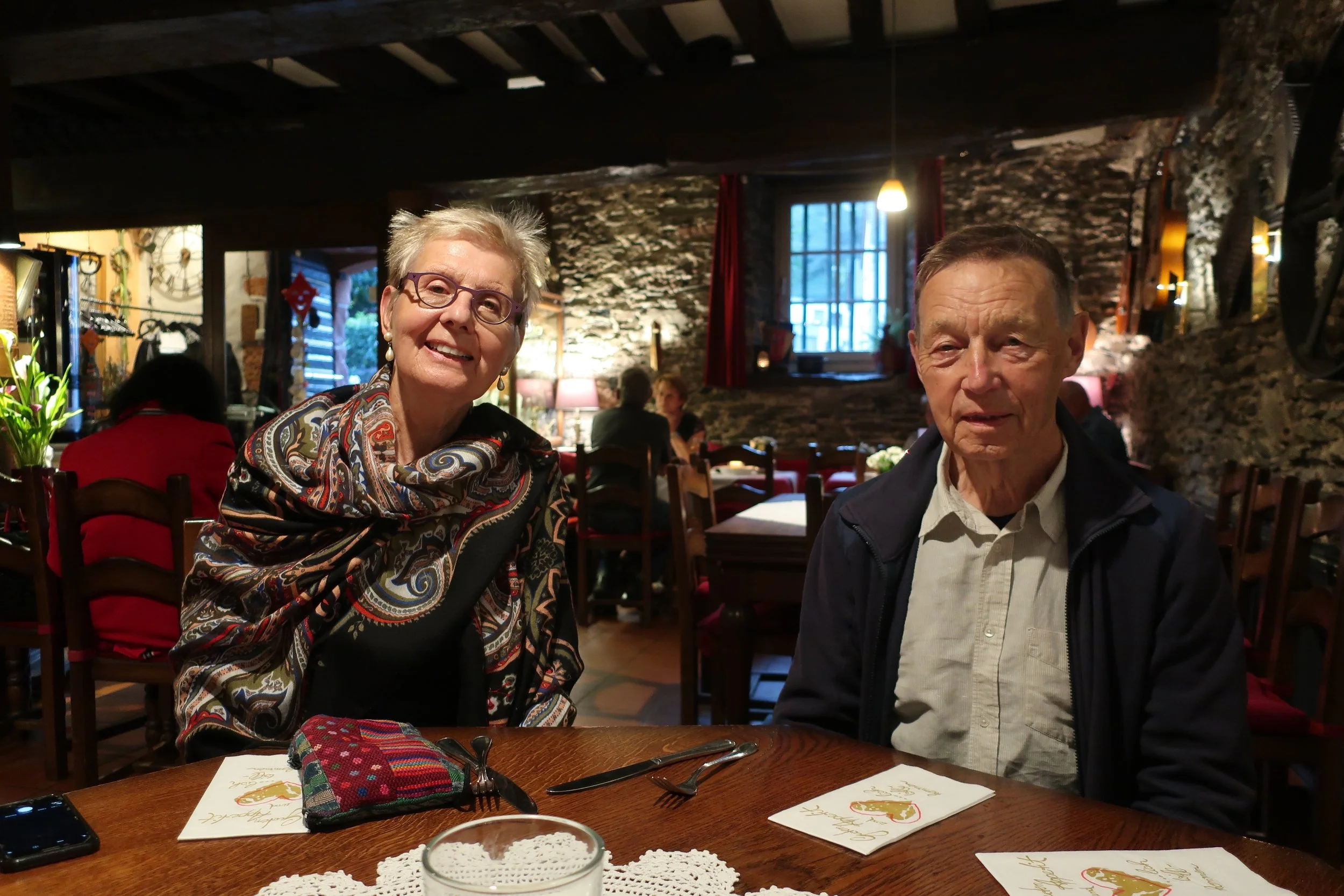  Germany 2023--Kindel 50th Anniversary Trip--Traban-Trarbach Old Mill restaurant--Harald Grieser and Christin Grieser-Kindel 