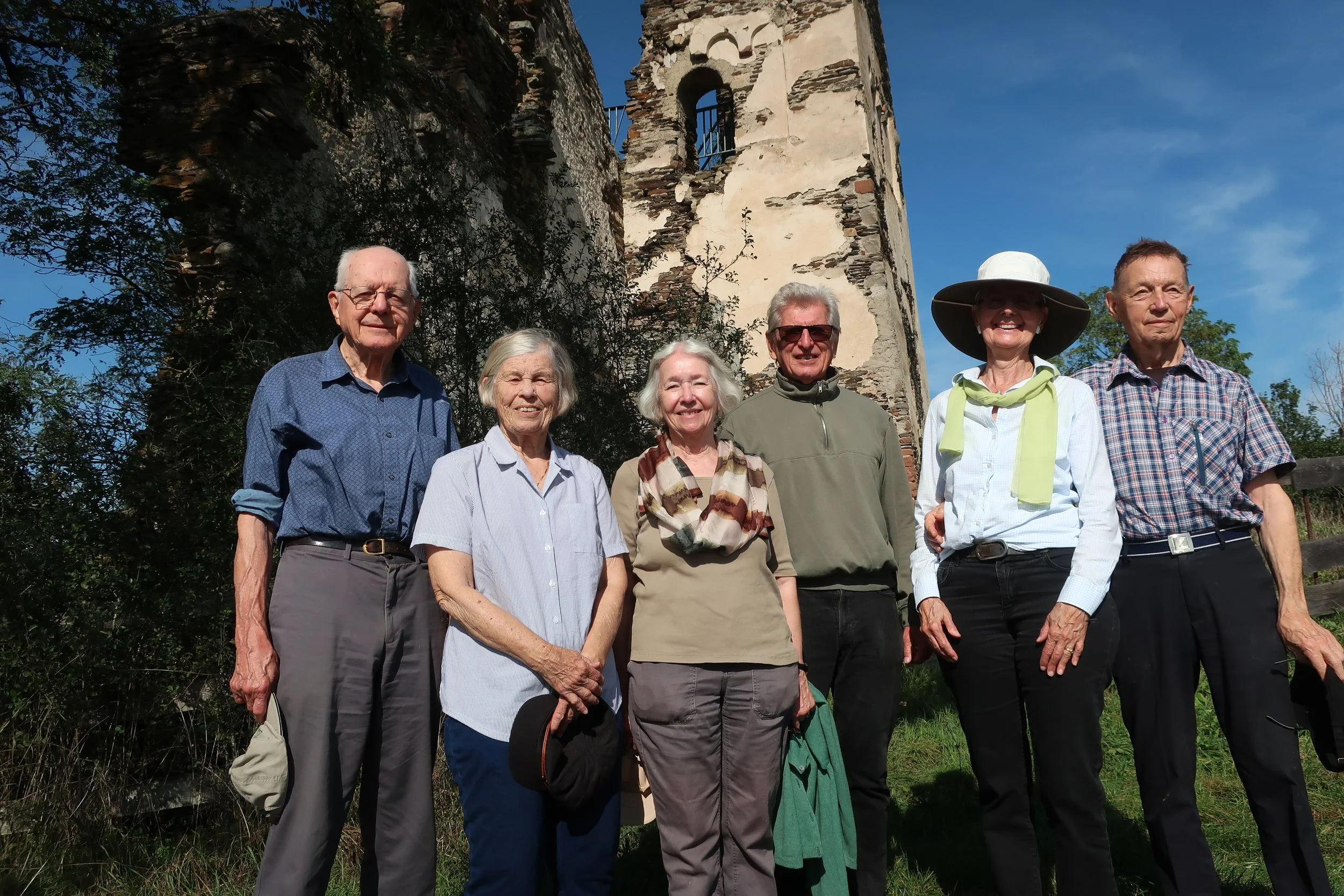  Germany 2023--Kindel 50th Anniversary Trip--Wolf--Paul and Judy Kindel, Karl and Carrol Kindel, Christin and Harald Grieser at the ruins above town 