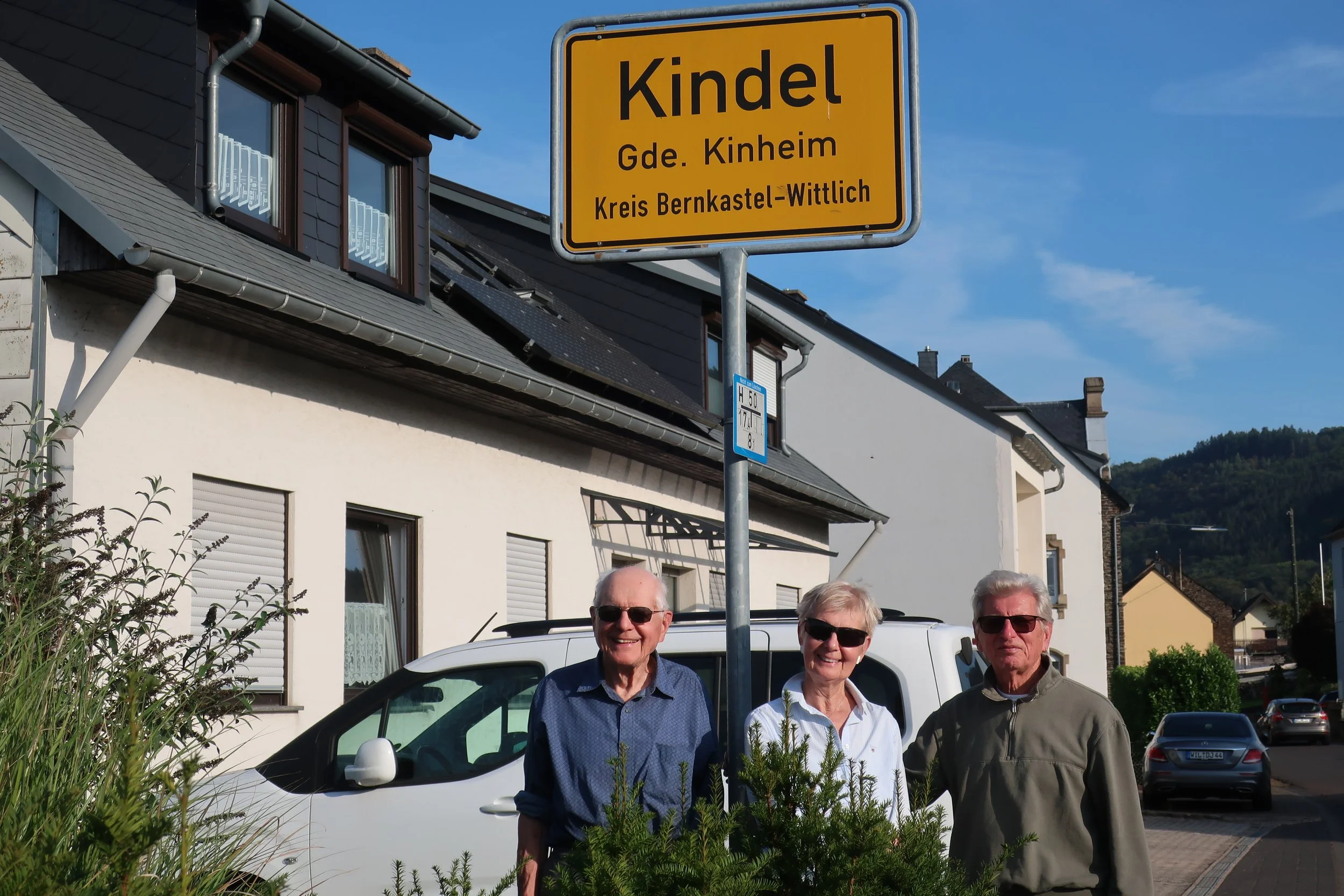  Germany 2023--Kindel 50th Anniversary Trip--Kindel--Paul, Chistin and Karl Kindel in their namesake town 