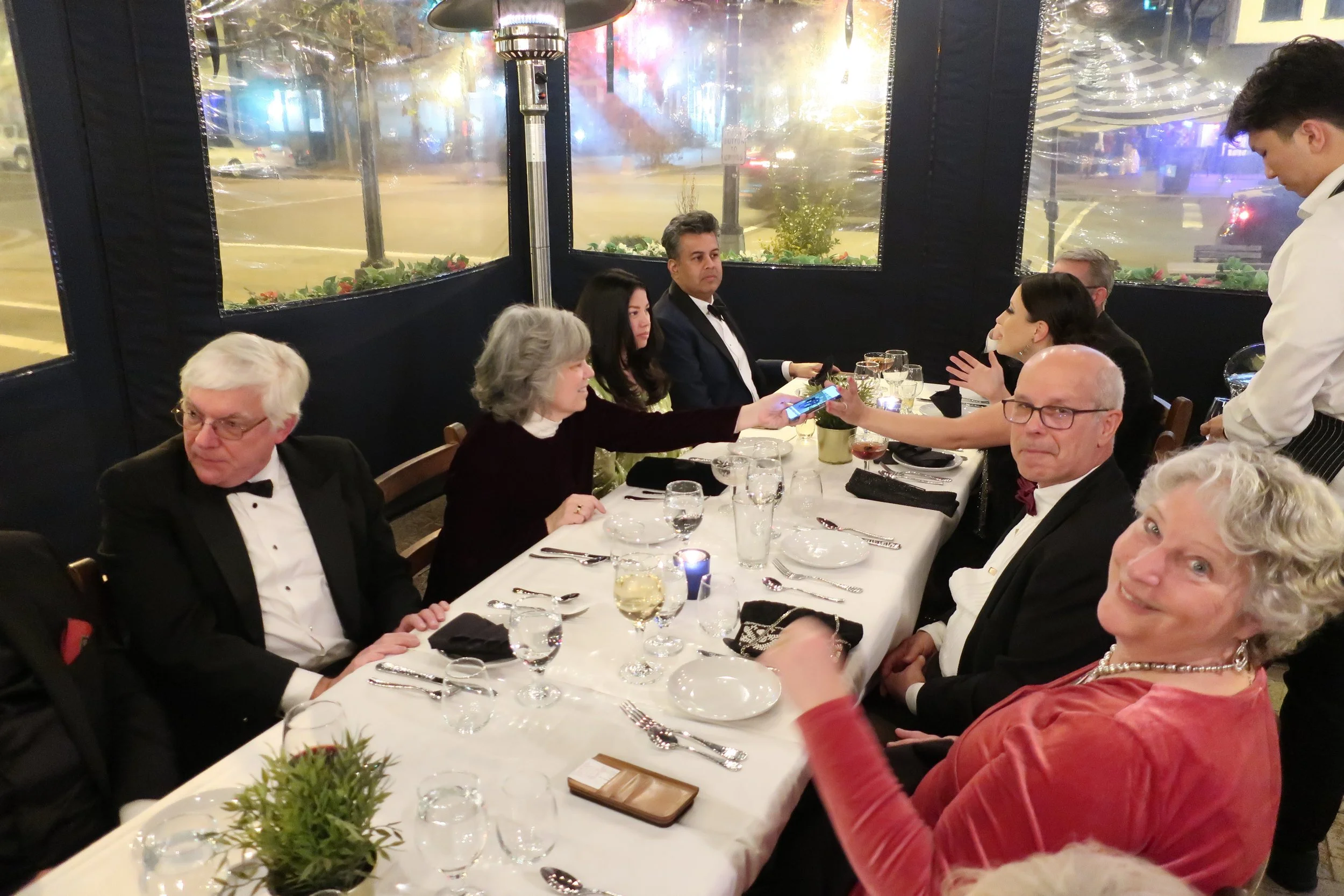 DC--Ophelia's--New Year's Eve 2023--Dan Leathers, Patricia Zweibel, Veronique and Amit Singh, David Yeggin, Camille White Keith Havens and Margaret Roberts 