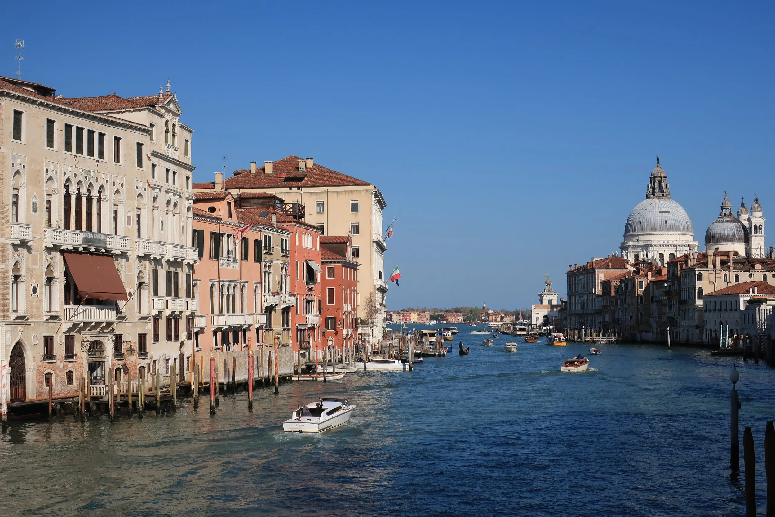  Venice 2023--Grand Canal from the Academia (wooden) Bridge (showing Pisani Restaurant Hotel buildings) 
